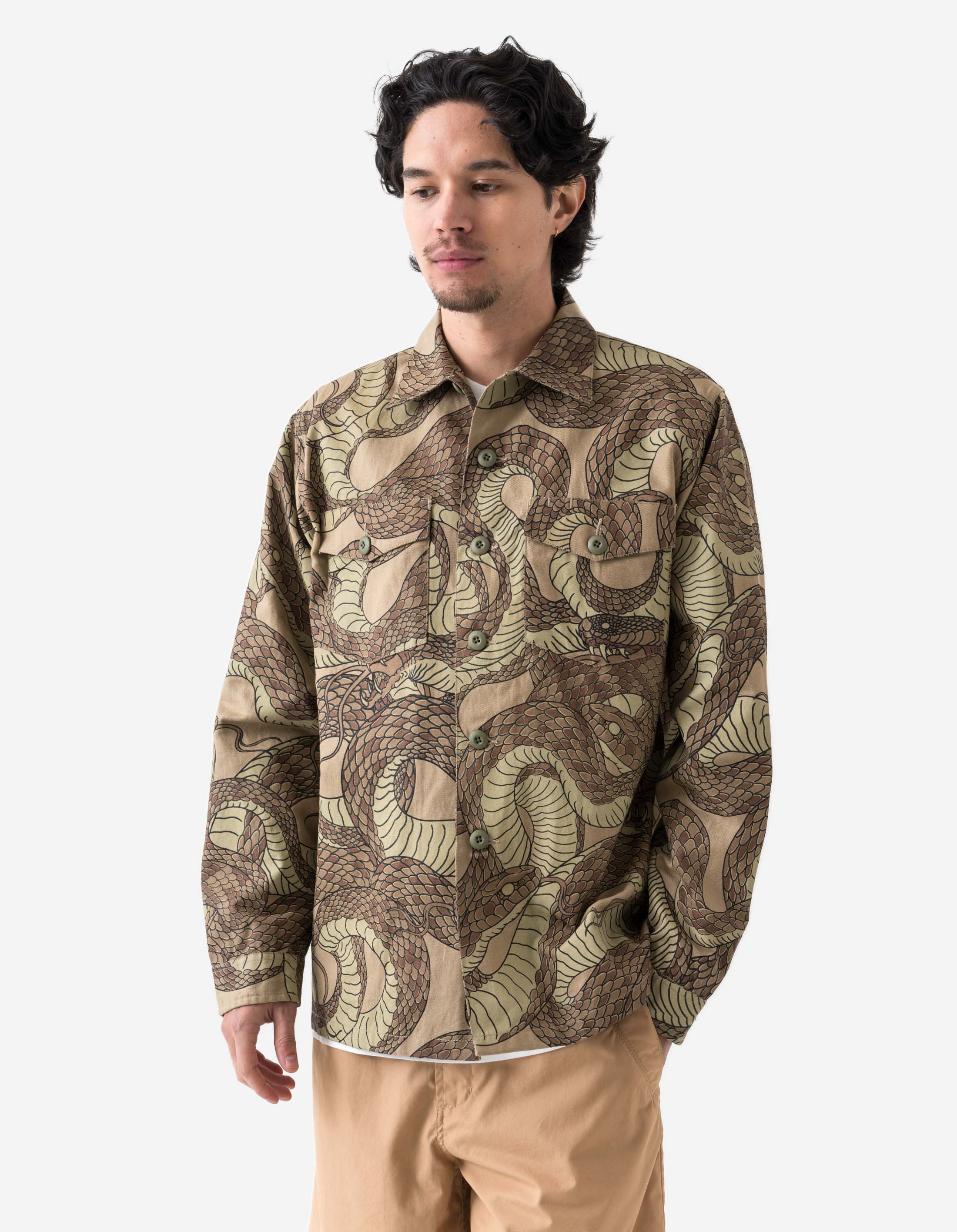 Men's 6037 Snakeskin Utility Overshirt - Desert Camo Workwear Jacket for Outdoor Adventures & Casual Style