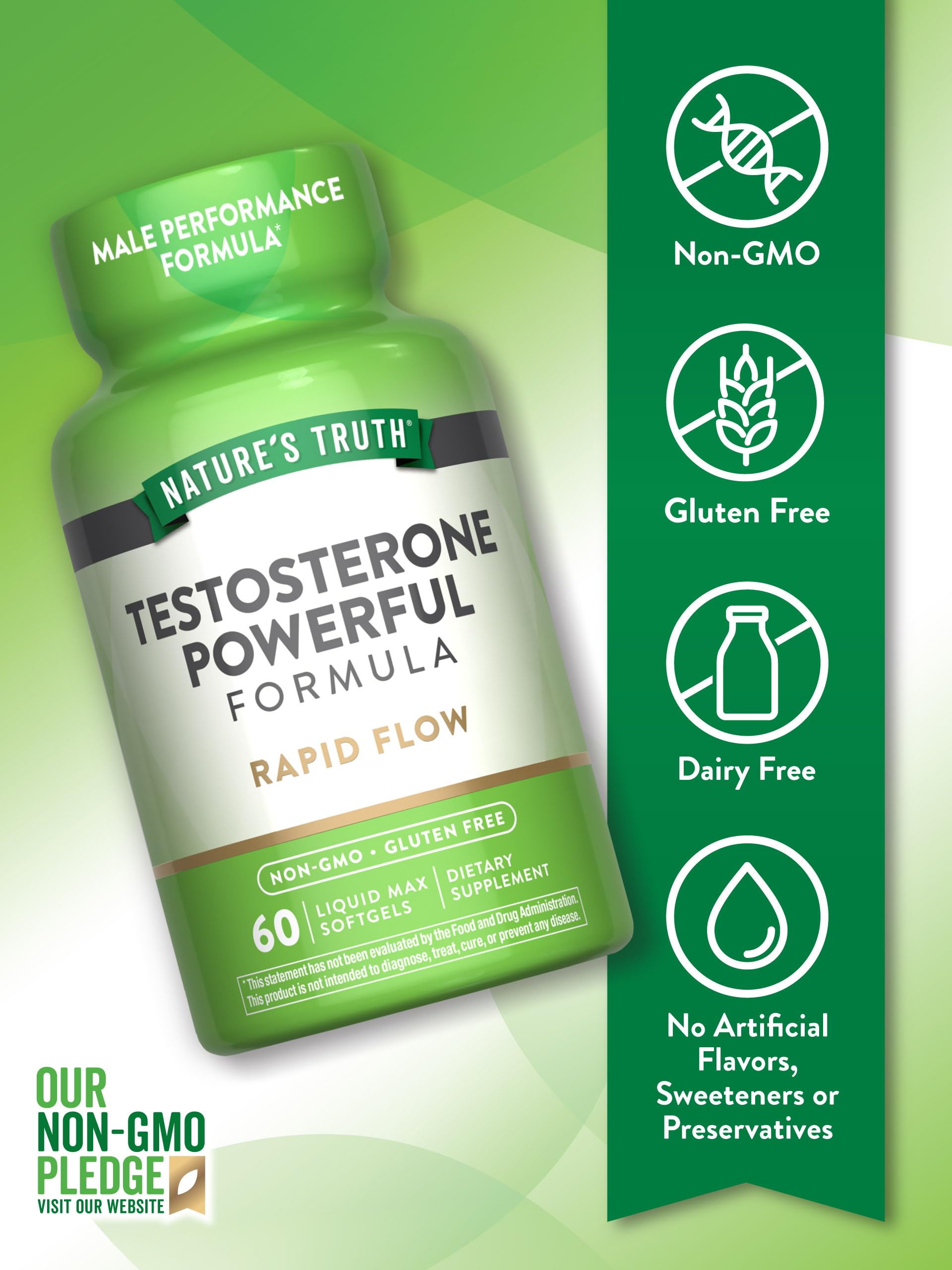 Nature's Truth Testosterone Booster for Men - 60 Softgels | Non-GMO, Gluten Free Supplement | Supports Energy, Muscle Growth & Vitality | Ideal for Fitness, Workout & Active Lifestyle