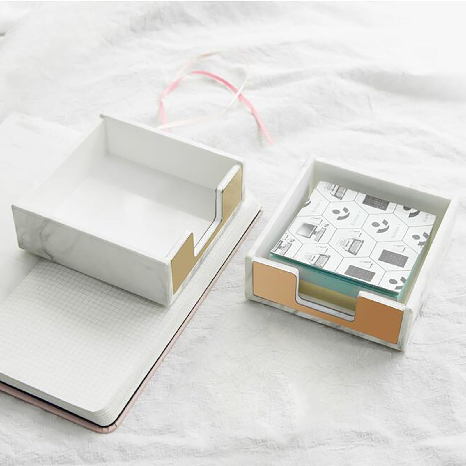 Premium Marble Sticky Notes Holder for Desk - Elegant Gold Office Organizer for Notes & Memos | Perfect for Office, School, and Home Workspace Organization