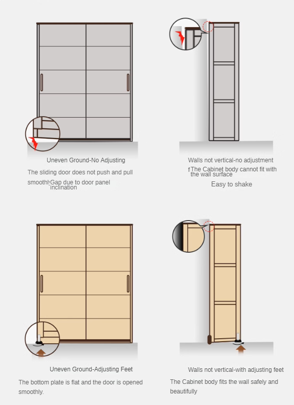 Solid Oak Wood Sliding Door Wardrobe Closet - Modern & Durable Storage for Bedroom, Living Room, or Walk-In Closet Organization