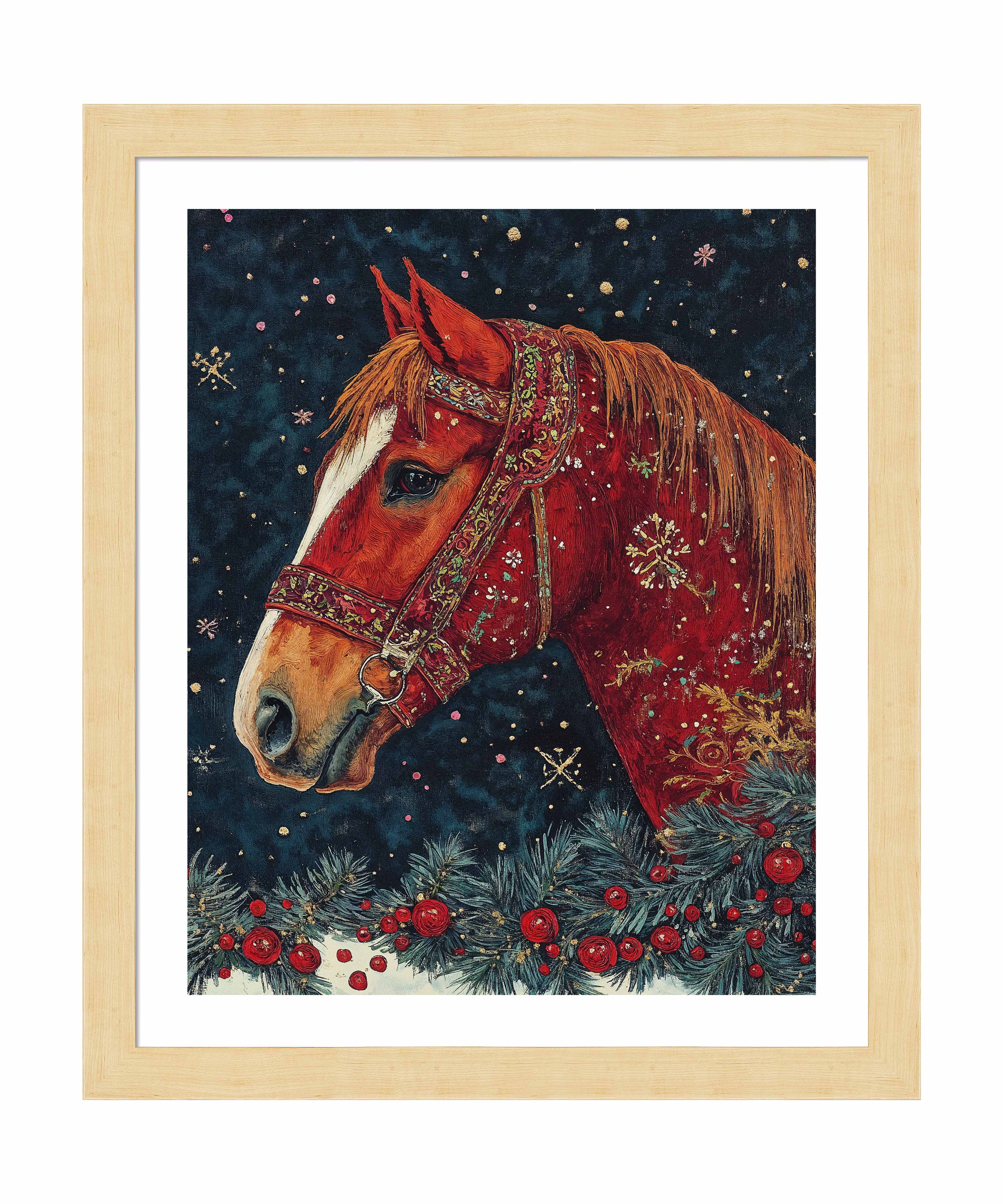 Candycane Canter Art Prints - Whimsical Christmas Horse Wall Decor for Home, Office & Holiday Gift Giving