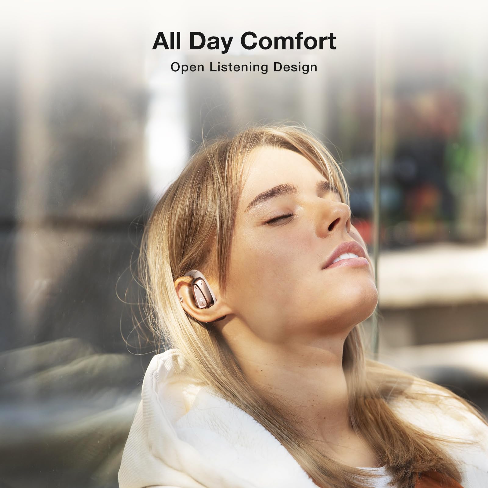 Open Ear Earbuds Wireless Bluetooth 5.4 Headphones - Ultra Lightweight Comfort, Rich Bass Sound, Clear Calls, IPX7 Waterproof, 28H Playtime for Running, Workout, Gym, Cycling & Outdoor Sports