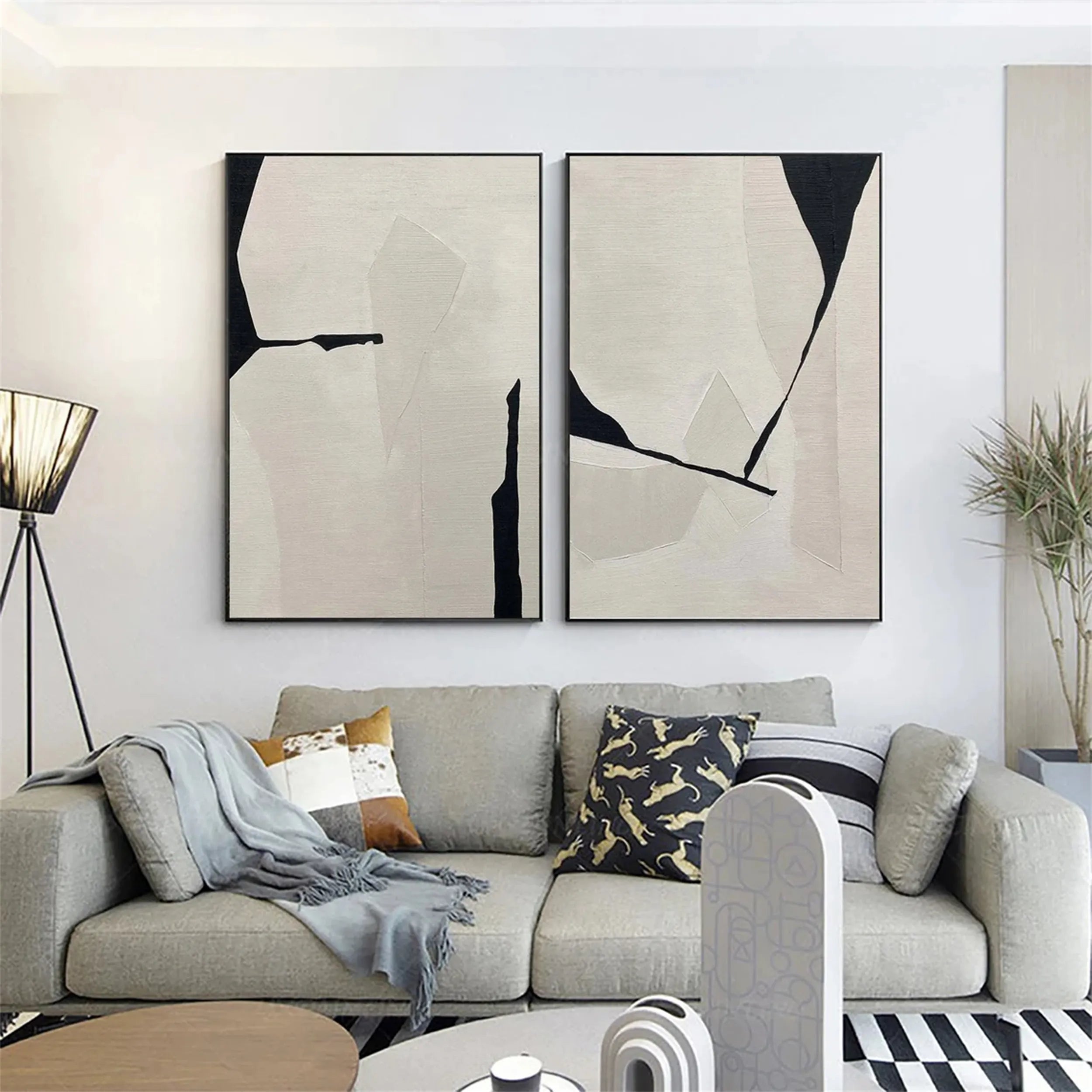 Abstract Tranquility Set of 2 Wall Art Paintings - Modern Minimalist Canvas Prints for Living Room, Bedroom & Office Decor #WS126