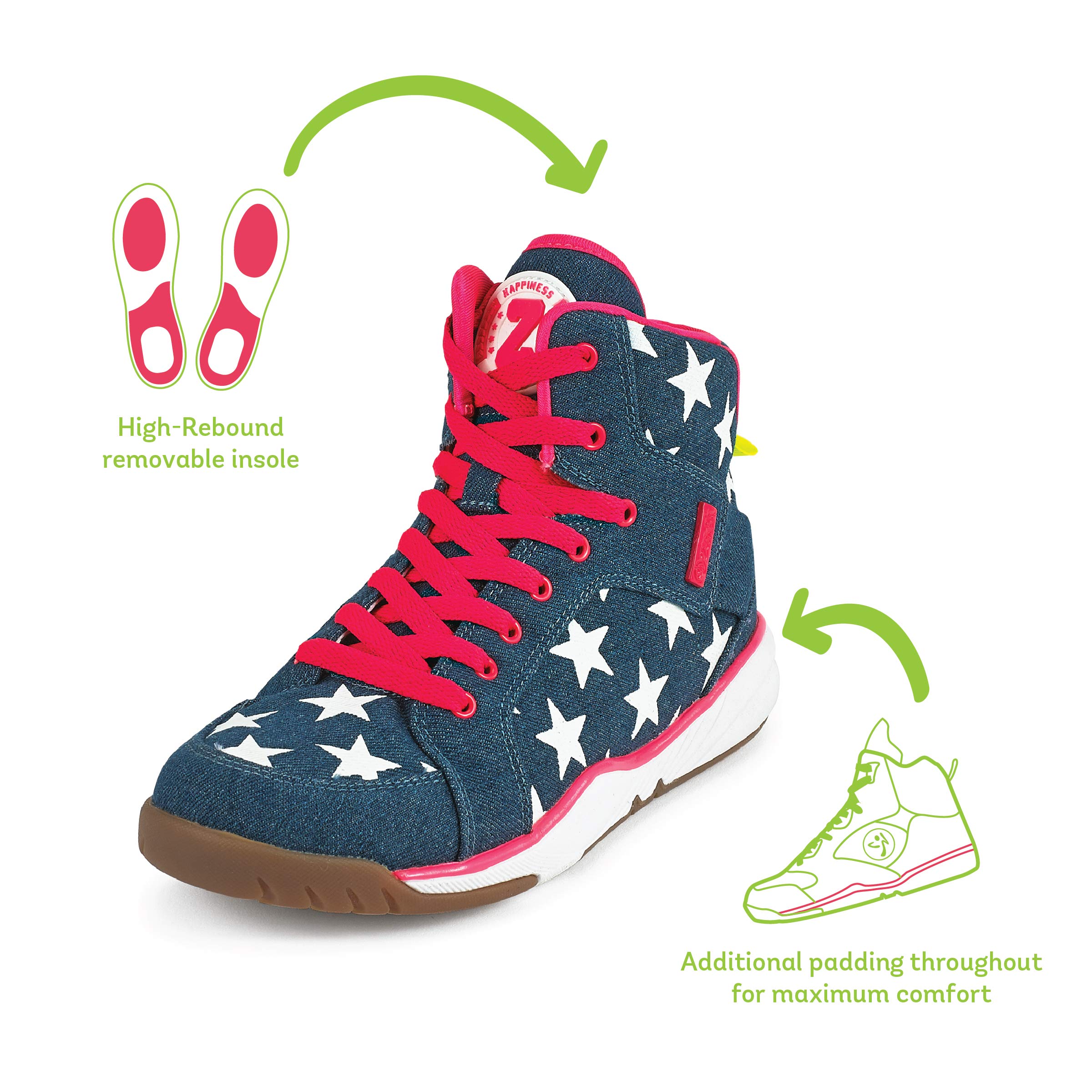 ZUMBA Women's Energy Boom High Top Athletic Shoes - Lightweight Dance Sneakers for Gym Workouts, Training, Zumba Classes & Fitness Routines - Perfect for Dance Parties, Aerobics, and Cardio Exercises
