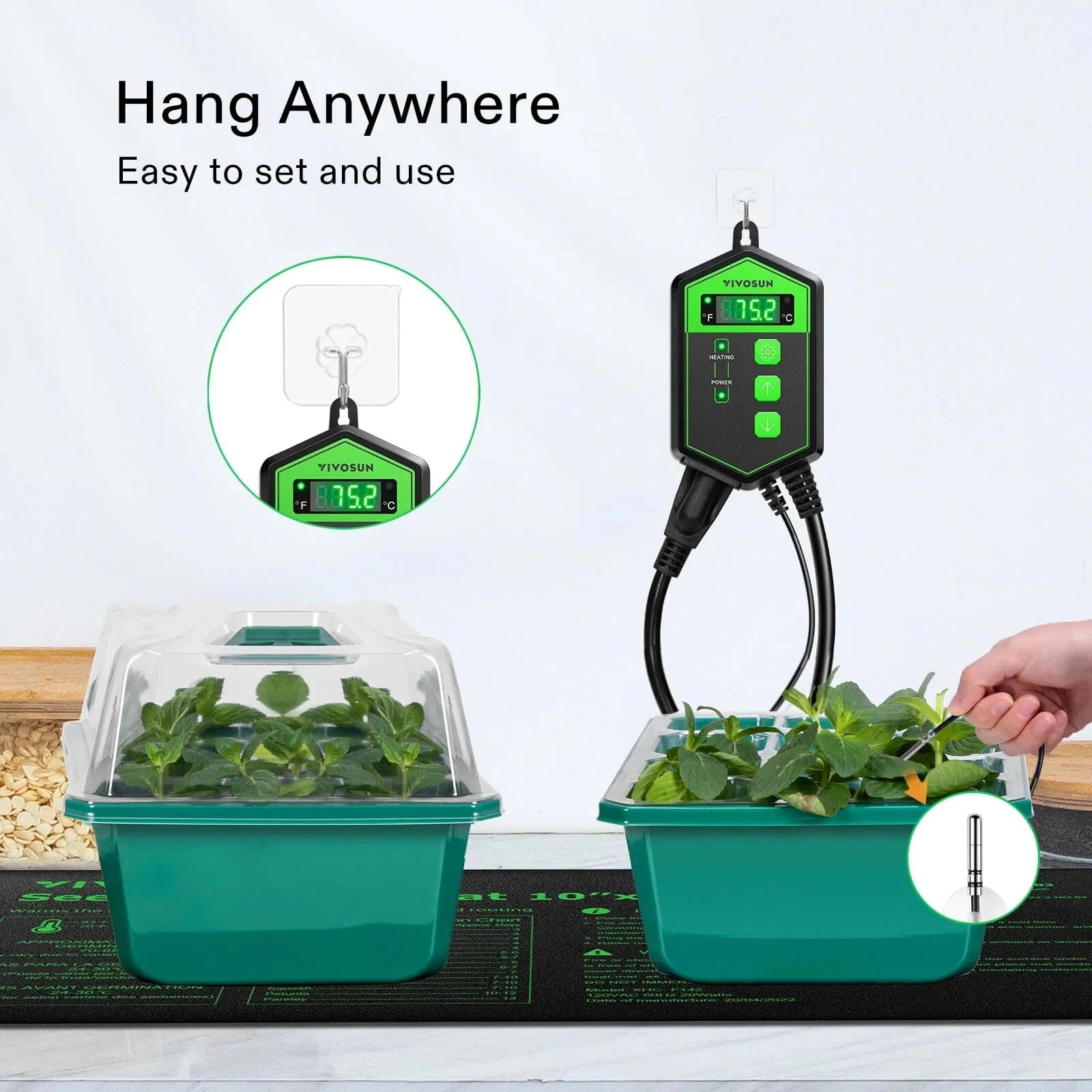 VIVOSUN Seedling Heat Mat with Digital Thermostat Controller - Waterproof Plant Warming Pad for Indoor Gardening, Hydroponics & Greenhouse Seed Starting