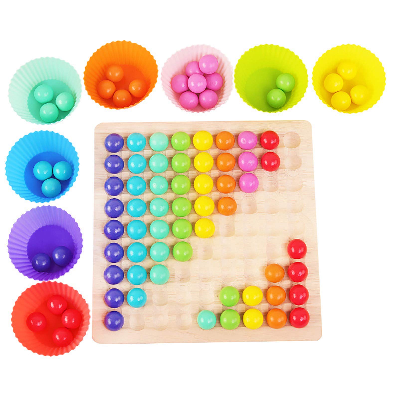 Premium Wooden Go Game Set with Rainbow Dots & Beads - Classic Board Game for Kids & Adults - Fun Strategy Puzzle for Family Game Night, Travel, and Educational Play