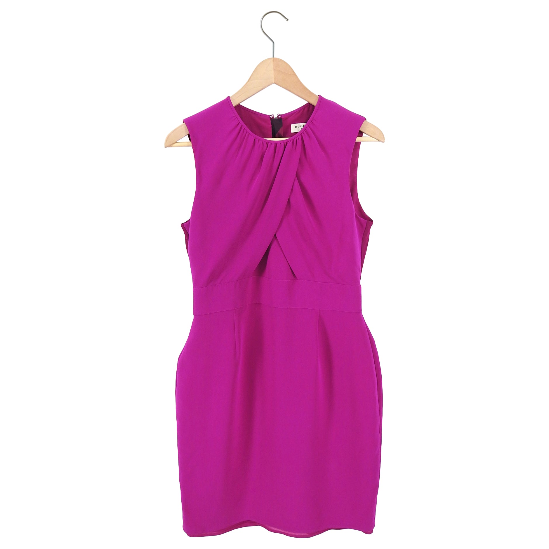 Burberry London Fuchsia Sleeveless Silk Wiggle Dress - Size US 8 | Elegant Cocktail Party & Evening Wear