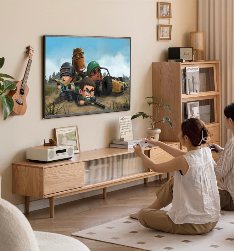 Modern Oak Solid Wood TV Stand with Storage - Stylish Entertainment Center for Living Room, Bedroom & Home Theater