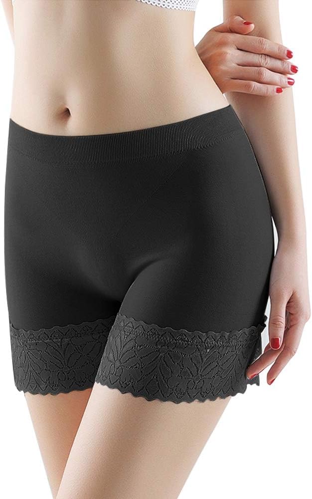 iloveSIA Women's Lace Slip Shorts 3-Pack - Comfortable Boyshort Underwear for Dresses, Anti-Chafing Safety Pants, Breathable Cotton Panties - Perfect for Summer, Skirts, and Everyday Wear