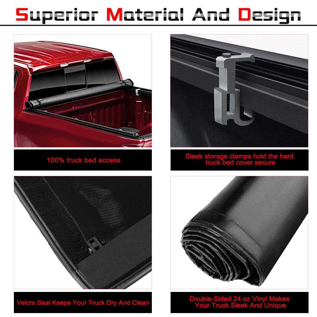 CCIYU Soft Roll Up Tonneau Cover 6.5FT for Chevy Silverado 1500/2500/3500 HD (2001-2006 Models) - Waterproof Folding Truck Bed Cover Kit | Perfect for Hauling, Camping & Outdoor Adventures