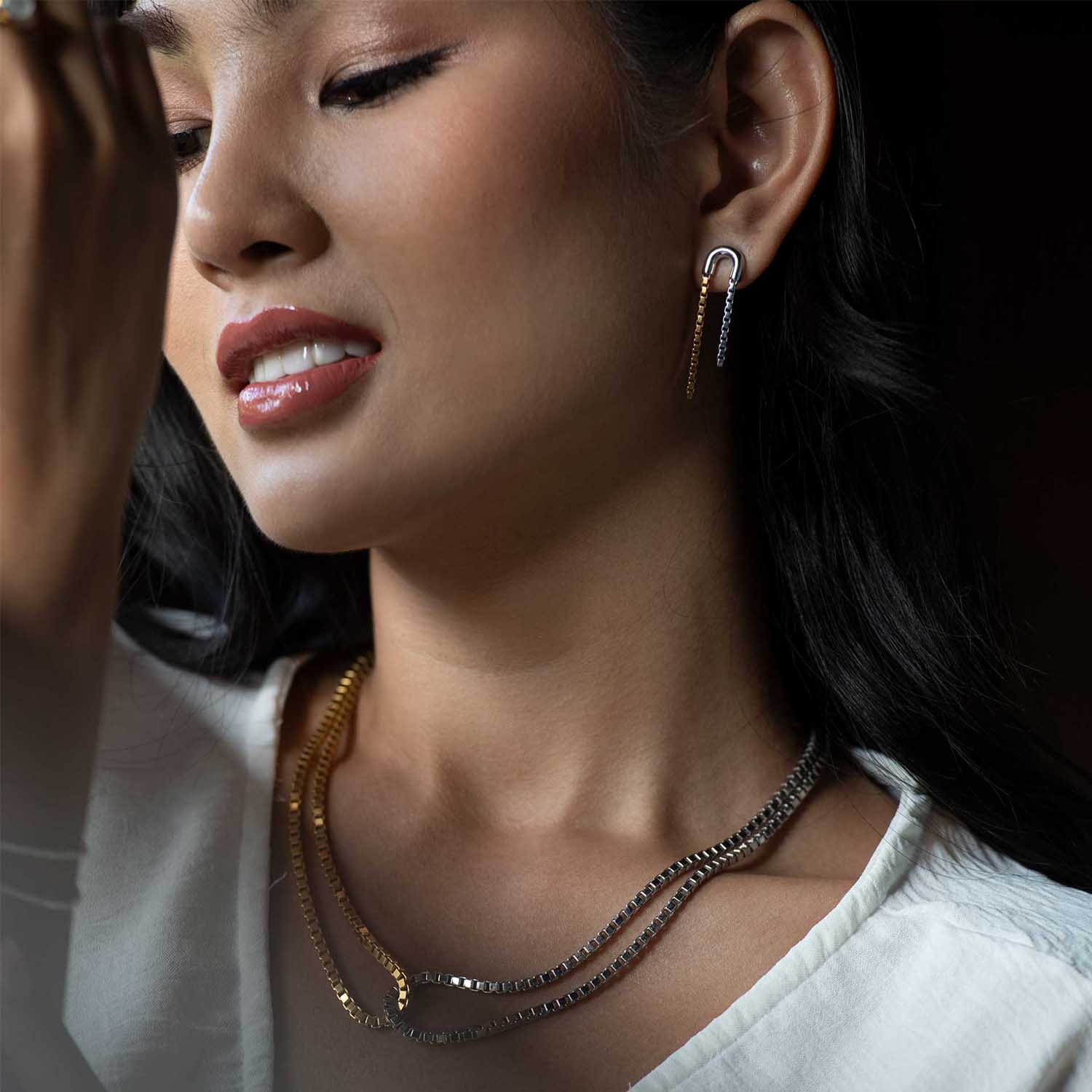 Harmony Chain Earrings for Women - Dainty Gold Layered Necklace, Minimalist Jewelry Gift for Her | Perfect for Everyday Wear, Date Nights & Special Occasions