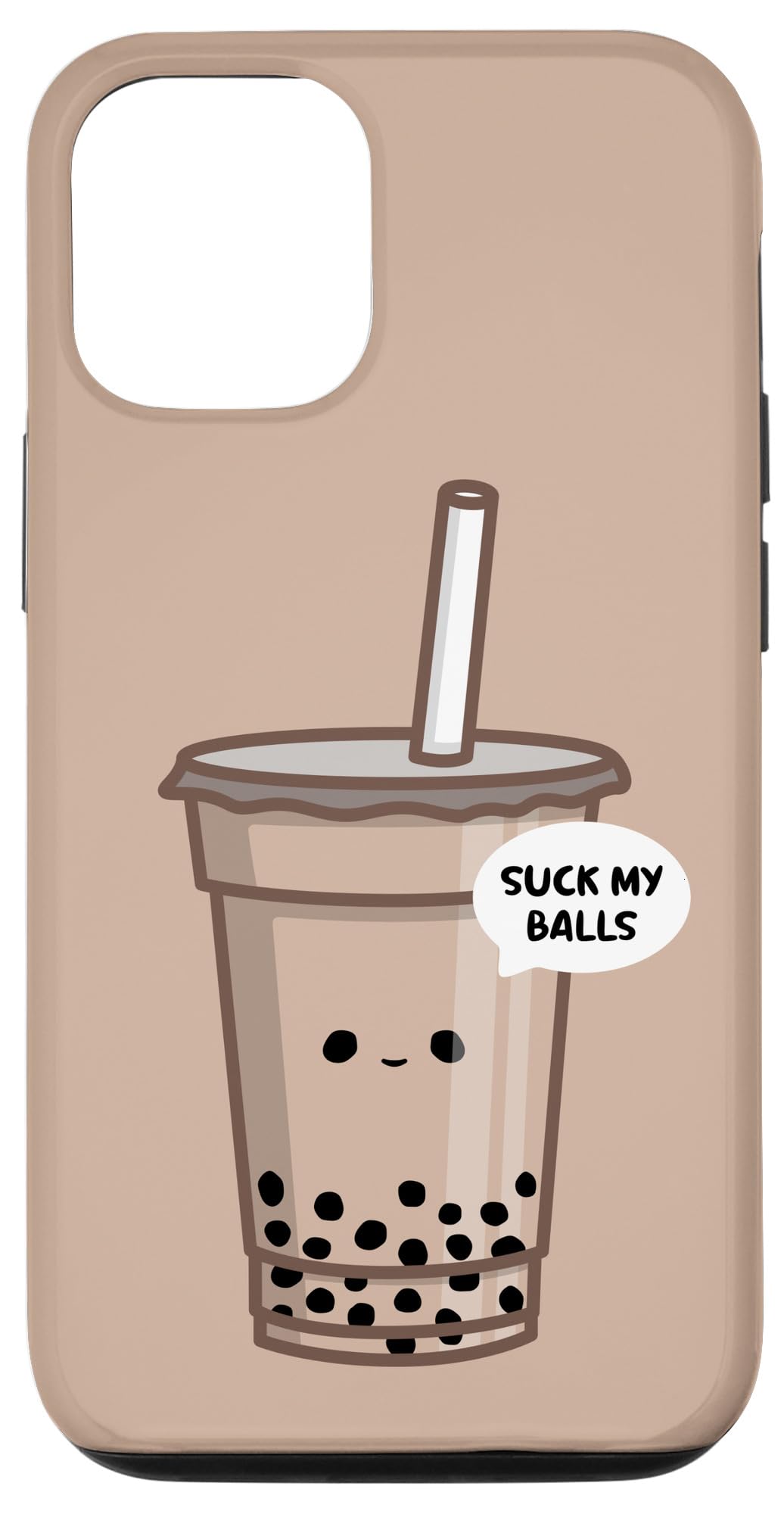 Funny Bubble Tea iPhone 12/12 Pro Case - Boba Tea Joke 'Suck My Balls' Design - Protective Phone Cover for Apple iPhone 12 Series - Perfect Gift for Bubble Tea Lovers & Humor Fans