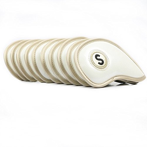 SEACLOUD 10pcs Crystal PU Leather Golf Iron Headcovers with V-Closure - Protects Golf Club Heads for Most Brands - Perfect for Golf Course, Driving Range & Travel