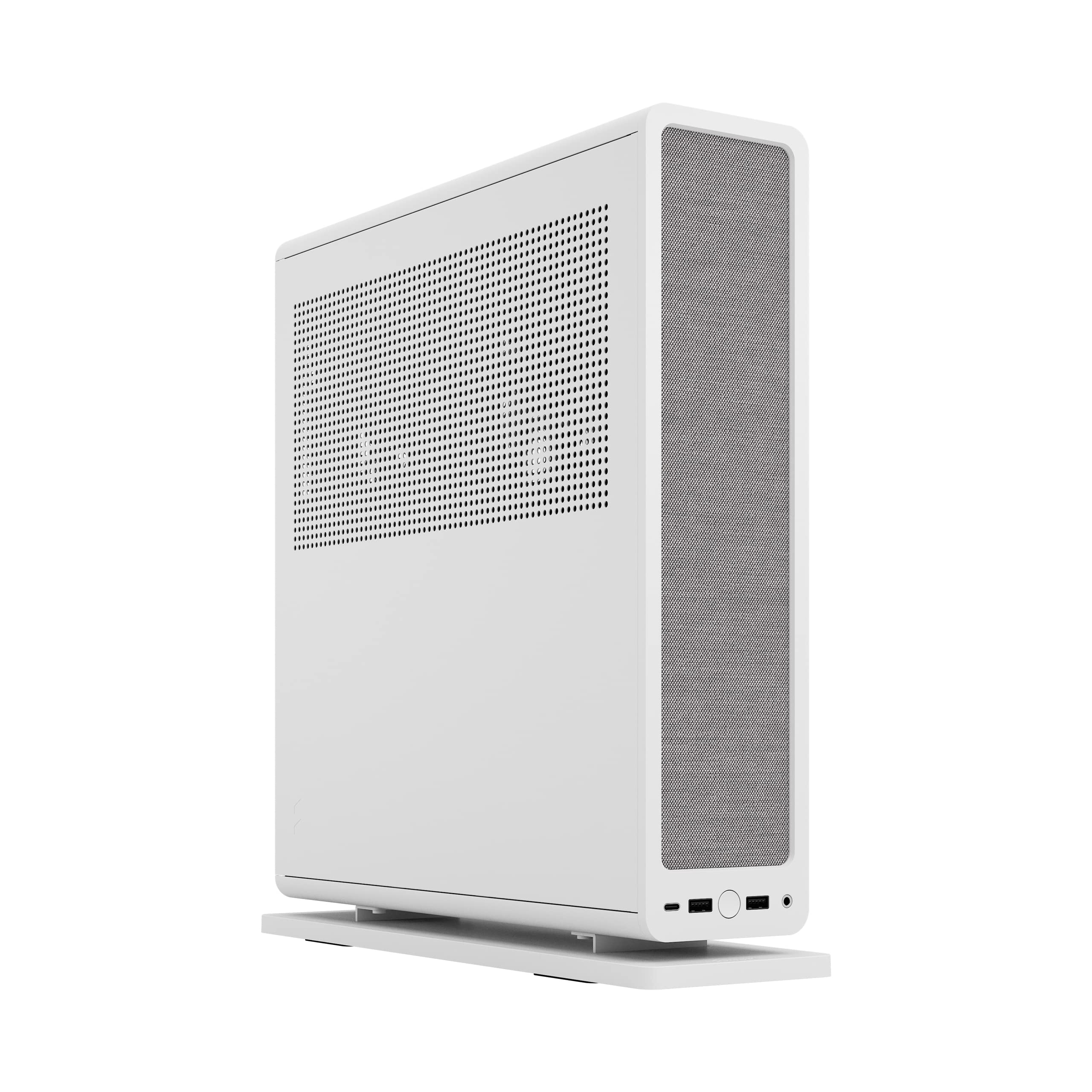 Fractal Design Ridge White ITX PC Case - PCIe 4.0 Riser Card & 2x140mm PWM Fans Included - USB Type-C - Compact Gaming Computer Case for Home Theater & Workstation Setup