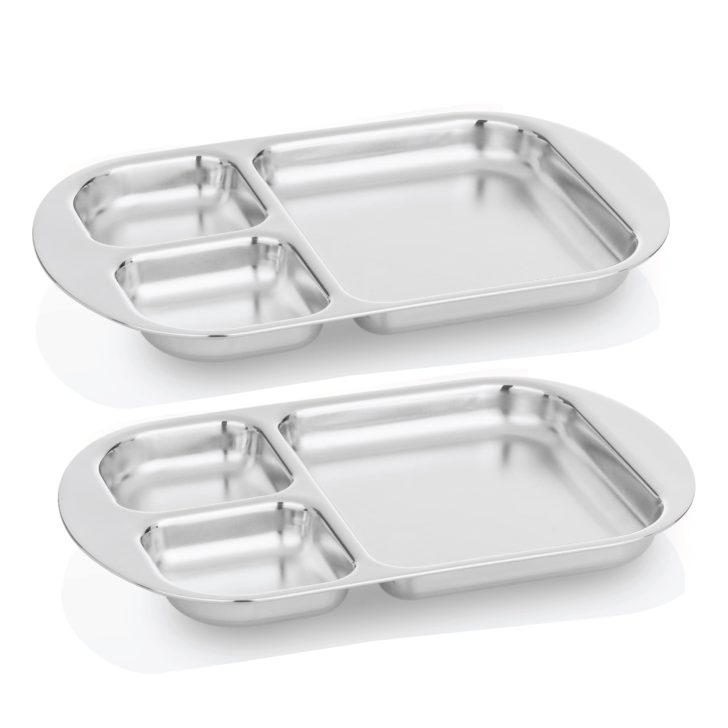 Kiddobloom Stainless Steel Divided Plates for Kids - 2-Piece Set | Premium 304 (18/8) Safe & Durable | Montessori Learning & Mealtime Essentials | Perfect for Babies, Toddlers & Preschoolers | Ideal for Home, School & Travel Use