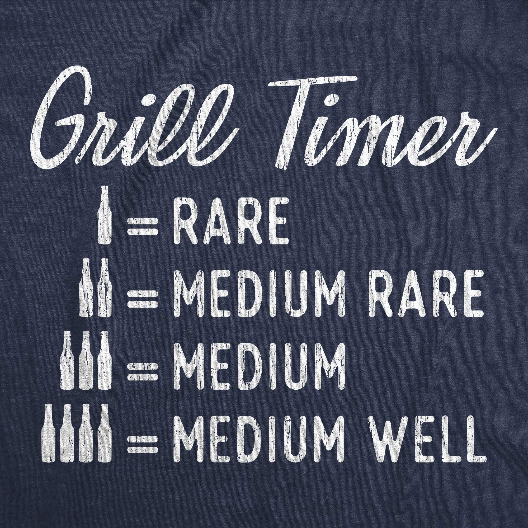 Funny Men's Beer Grill Timer T-Shirt - Backyard BBQ Summer Graphic Novelty Tee for Outdoor Cookouts & Parties