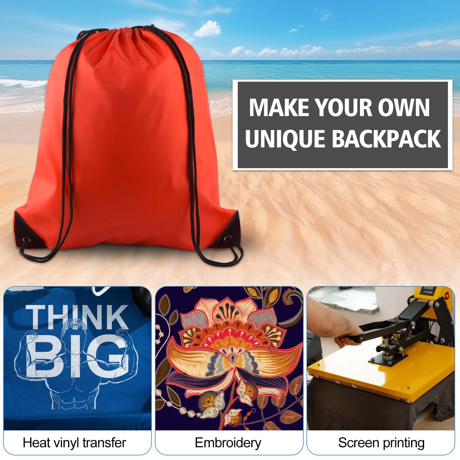 KUUQA 12 Pack Drawstring Backpacks - Lightweight Sports Gym Sack Bags for School, Travel & Storage - Bulk Cinch Bags (Red) - Perfect for Gym, Beach, Camping & Outdoor Activities