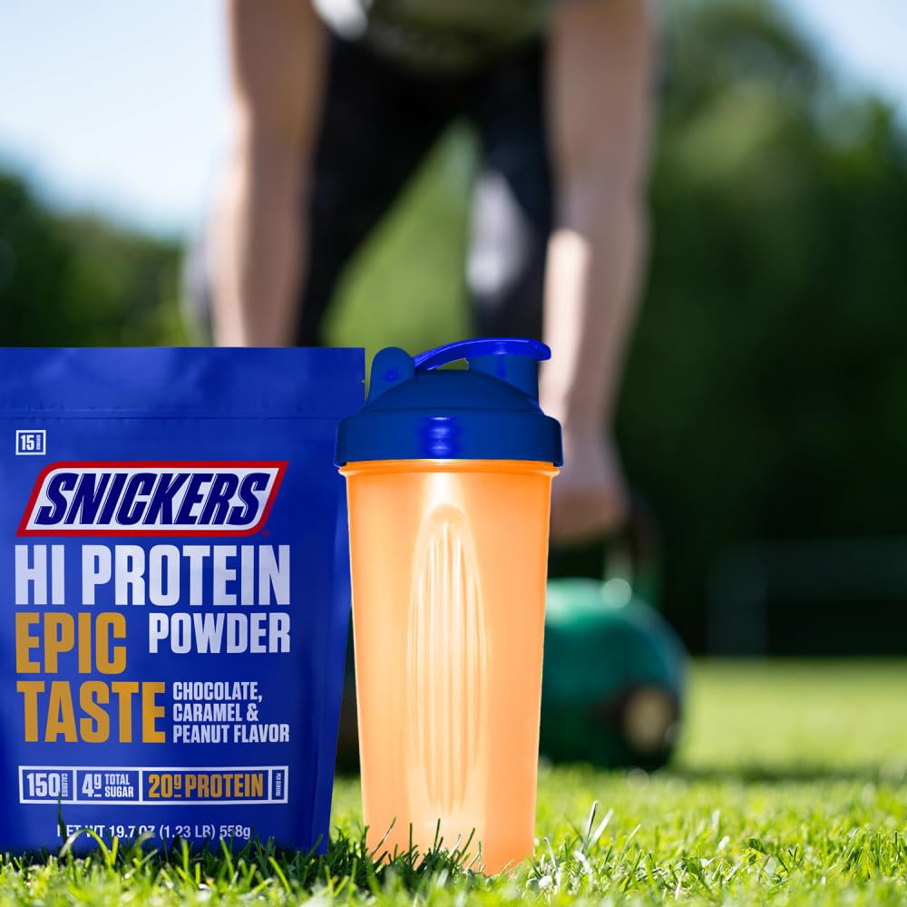 Snickers Chocolate Caramel Peanut Protein Powder - 19.7oz (560g) High Protein Shake Mix for Muscle Recovery, Weight Gain & Post-Workout | Great for Smoothies, Baking & Healthy Snacks