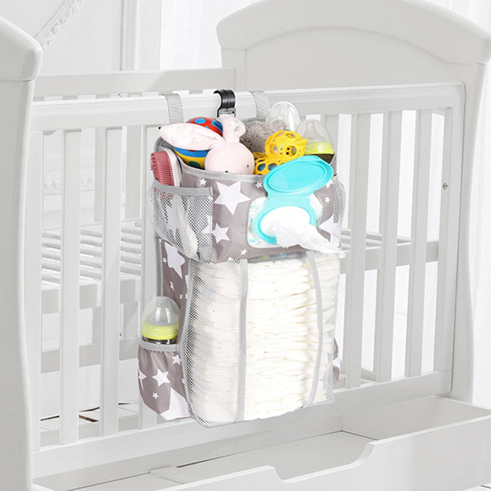 **Multifunctional Hanging Crib Organizer & Diaper Caddy - Baby Essentials Storage for Cot, Changing Table, or Wall - Perfect for Newborn Parents & Baby Showers (Great for Nursery, Travel & On-the-Go Organization)**