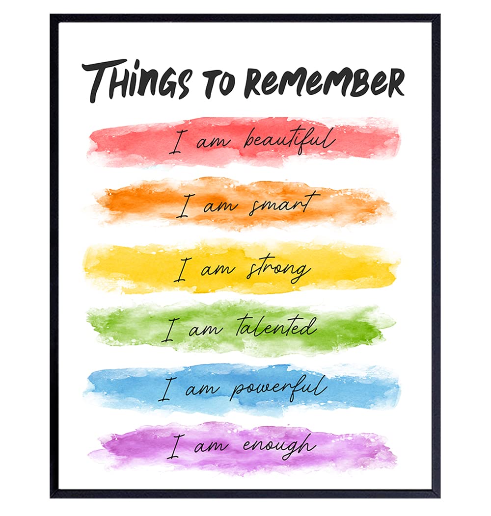 Inspirational Wall Art with Positive Affirmations - Motivational Quotes for Women, Girls & Friends - Encouragement Gift for Daughter, BFF & Best Friend - 'I Am' Motivational Poster - Perfect for Home, Office, Bedroom & Bathroom Decor - UNFRAMED 8x10 - Boost Confidence & Daily Motivation