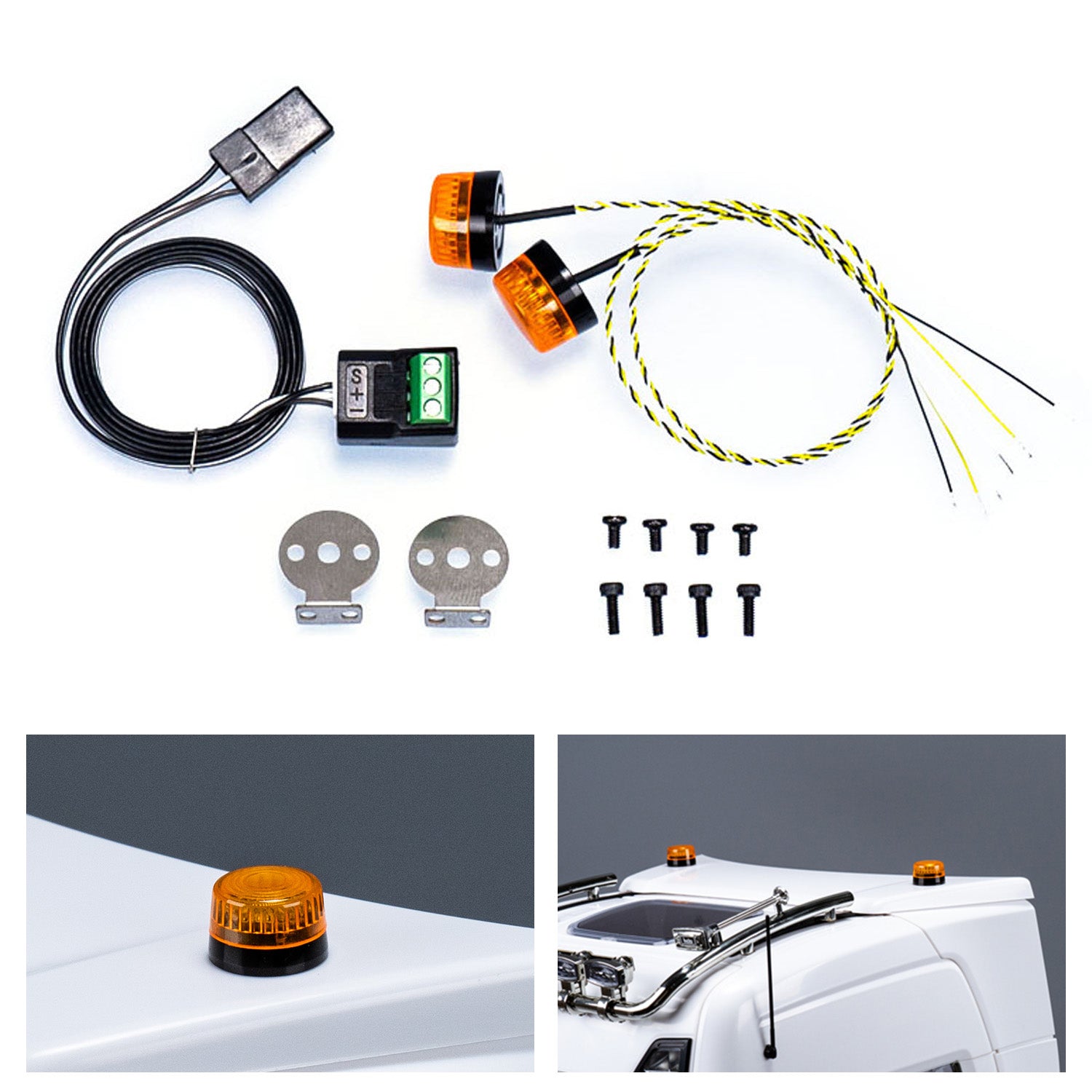 360° Rotating 5V LED Warning Light for 1/14 Scale TAMIYA RC Construction Vehicles - Perfect for DIY Model Trucks, Tractors, Diggers & Dumpers - Ideal for RC Car Enthusiasts & Construction Vehicle Displays