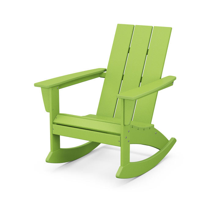 POLYWOOD Modern Adirondack Rocking Chair - Durable Outdoor Furniture for Patio, Garden & Poolside Relaxation | All-Weather Resin Wicker Design | Comfortable Rocking Motion | Perfect for Backyard, Deck or Porch