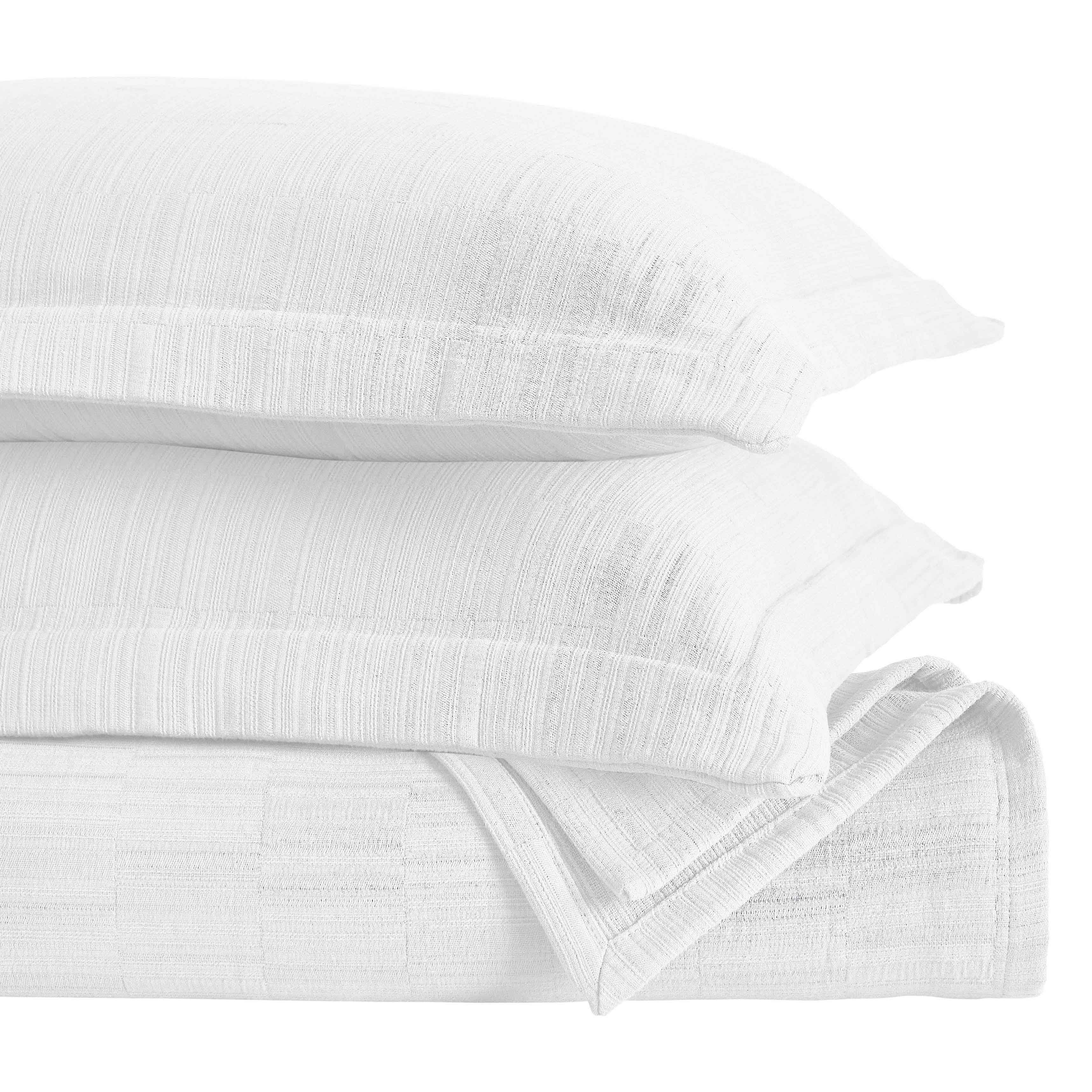 Premium Cotton Matelasse Bedspread Set with Shams - Medium Weight Luxury Bedding for Master Bedroom, Guest Room & Hotel Decor - Soft Textured Quilted Coverlet for Queen/King Size Beds