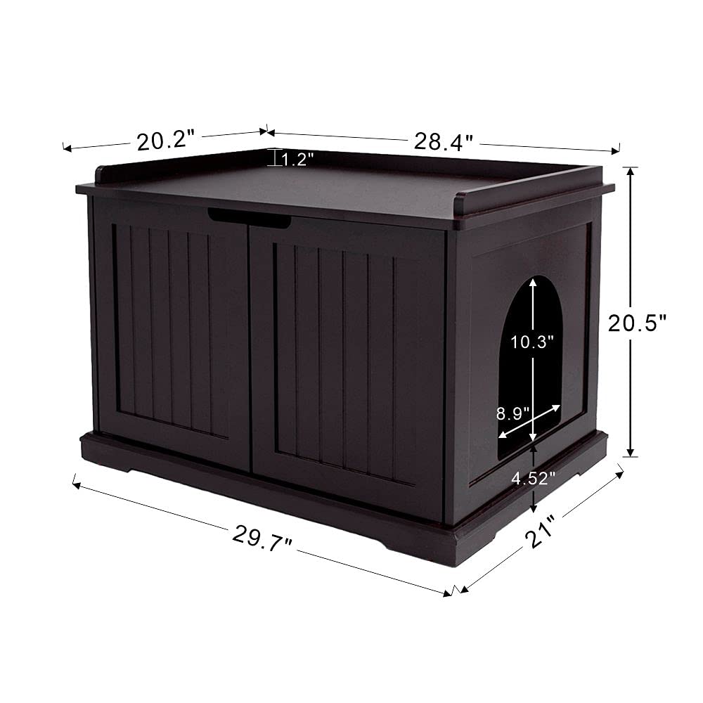Unipaws Cat Litter Box Enclosure Furniture - Hidden Washroom Cabinet for Large Cats | Dog Proof Litter Box Cover with Espresso Finish | Perfect for Small Spaces & Home Decor | Ideal for Multi-Pet Households & Odor Control