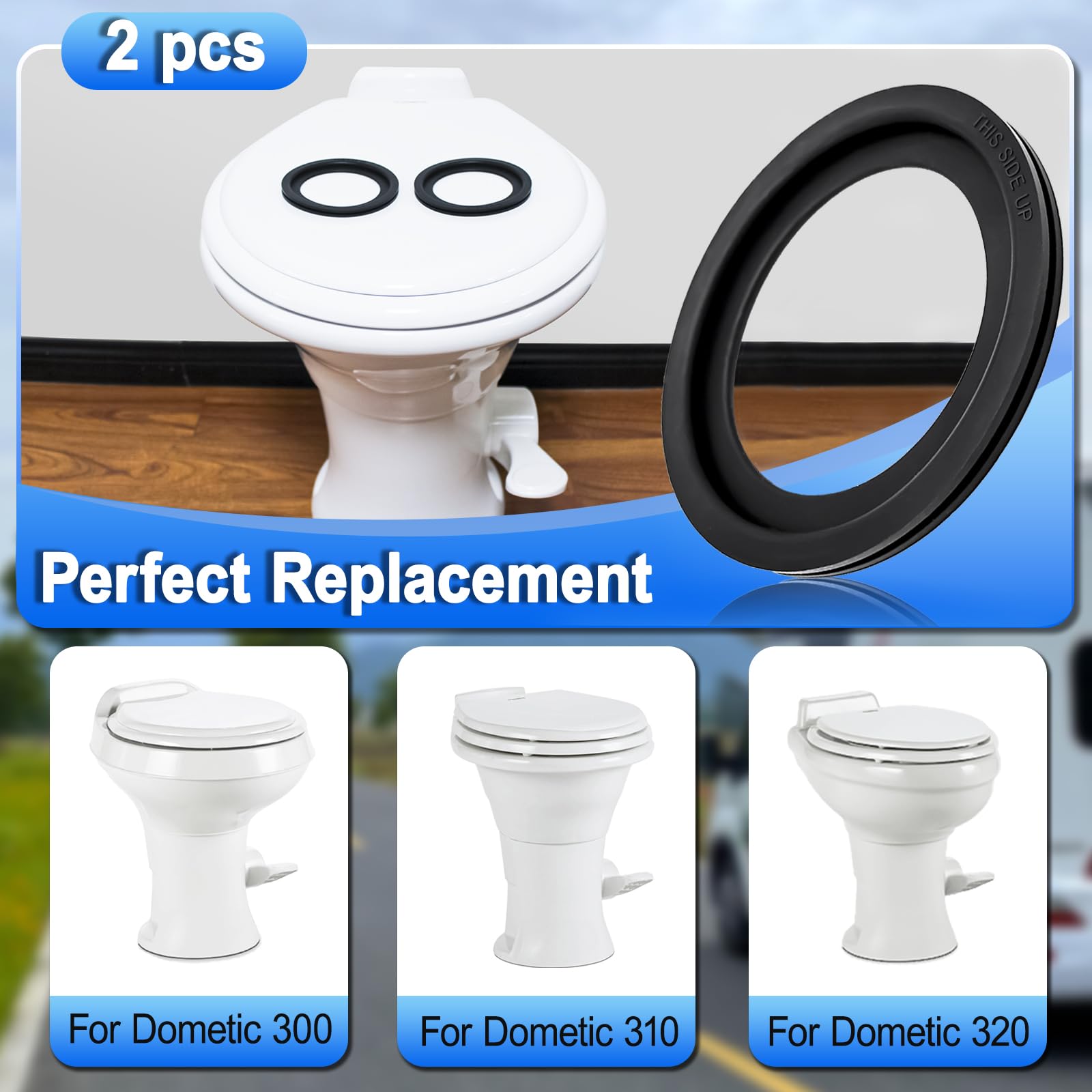 Dometic 300/310/320 RV Toilet Seal Replacement Kit - 2 Pack Flush Ball Rubber Gasket (Replaces Part #385311658) | Perfect for Camper, Motorhome & Travel Trailer Toilet Repairs