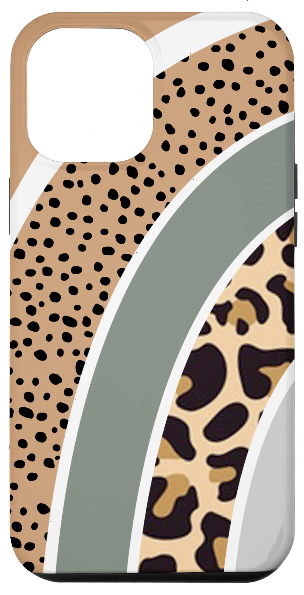 iPhone 12 Pro Max Case - Boho Burnt Orange Half Rainbow with Dotted Leopard Pattern - Slim Protective Cover for Everyday Use, Travel & Work