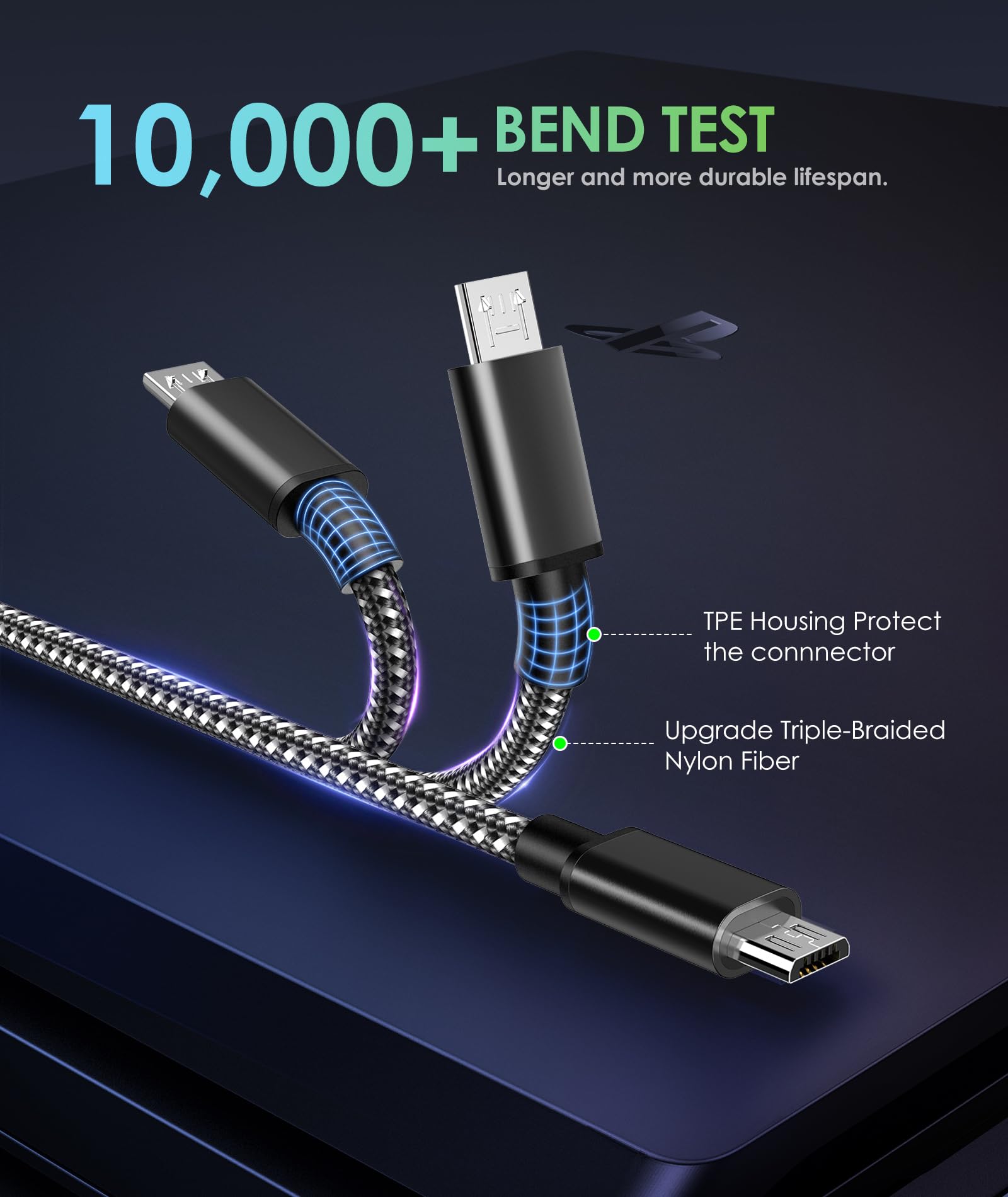 6amLifestyle 10ft Micro USB Charger Cable 2 Pack - Fast 480Mbps Data Transfer for PS4/PS4 Slim/Pro/Xbox One S/X/Elite Controllers & Android Phones (Black+Red) - Perfect for Gaming Sessions & Device Charging
