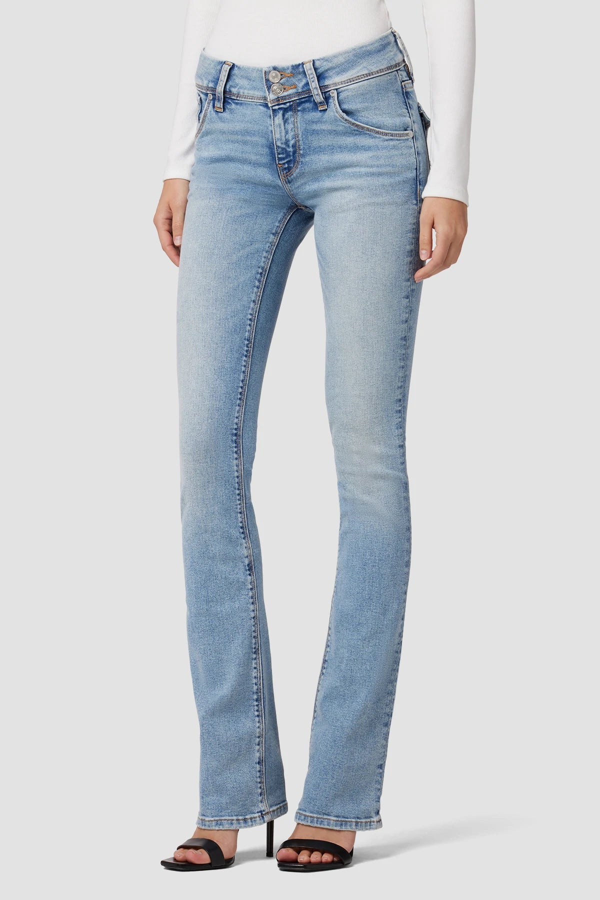 Beth Mid Rise Baby Bootcut Motion Jeans for Women - Comfortable Stretch Denim Pants for Casual Wear & Everyday Outfits