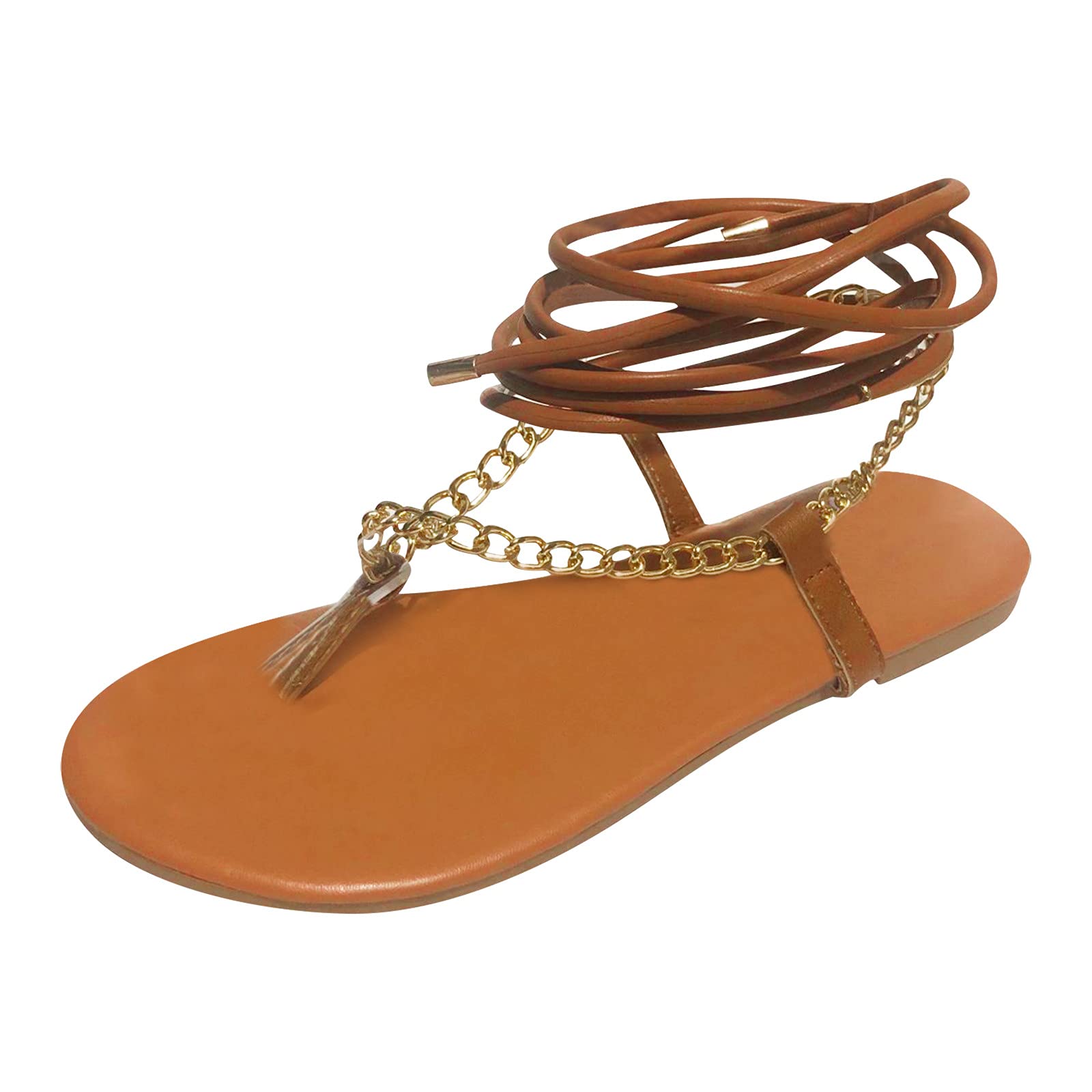 Women's Summer Lace Flat Sandals with Toe Flip Flop Design and Chain Detail - Comfortable Outdoor Slingback Shoes for Beach, Pool, and Casual Wear