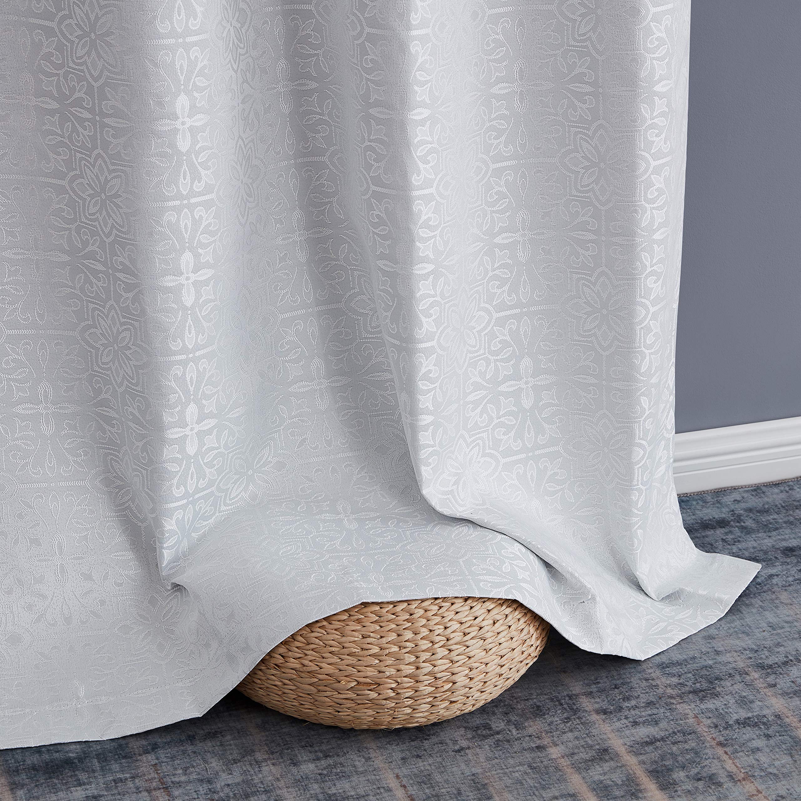 HLC.ME Mia Moroccan Tile Blackout Thermal Insulated Curtains - Energy Saving, Heat & Cold Blocking, Floor Length Grommet Panels for Bedroom & Living Room - Set of 2 (52