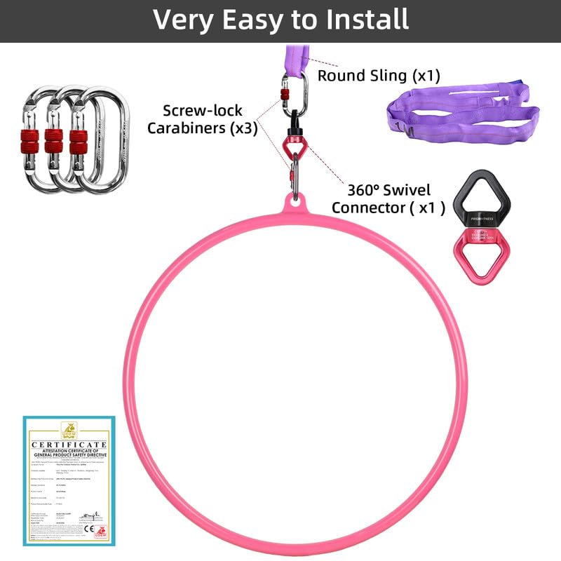 **PRIOR FITNESS Professional Aerial Hoop Set - Complete Lyra Hoop Kit with Rigging Hardware for Home Gym, Circus Training, Yoga & Dance | Acrobatics Equipment for Indoor & Outdoor Fitness**