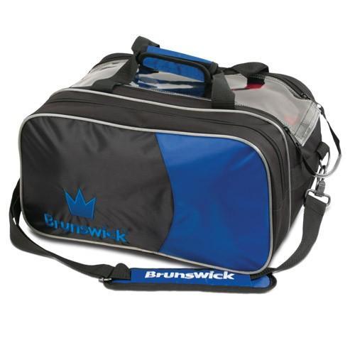 Brunswick Crown Double Tote Plus Royal Bowling Bag - Holds 2 Bowling Balls & Shoes - Perfect for League Play & Tournament Travel