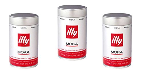 Illy Medium Roast Ground Moka Coffee - 6 Pack for Stove Top Espresso Makers | Rich Italian Coffee for Home Brewing & Entertaining
