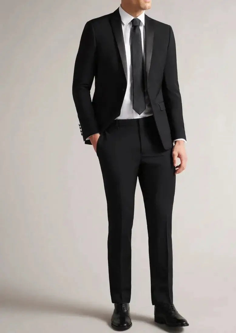 Ted Baker Men's Black Slim Fit Tuxedo Dinner Jacket | Formal Suit Blazer for Weddings, Prom & Evening Events