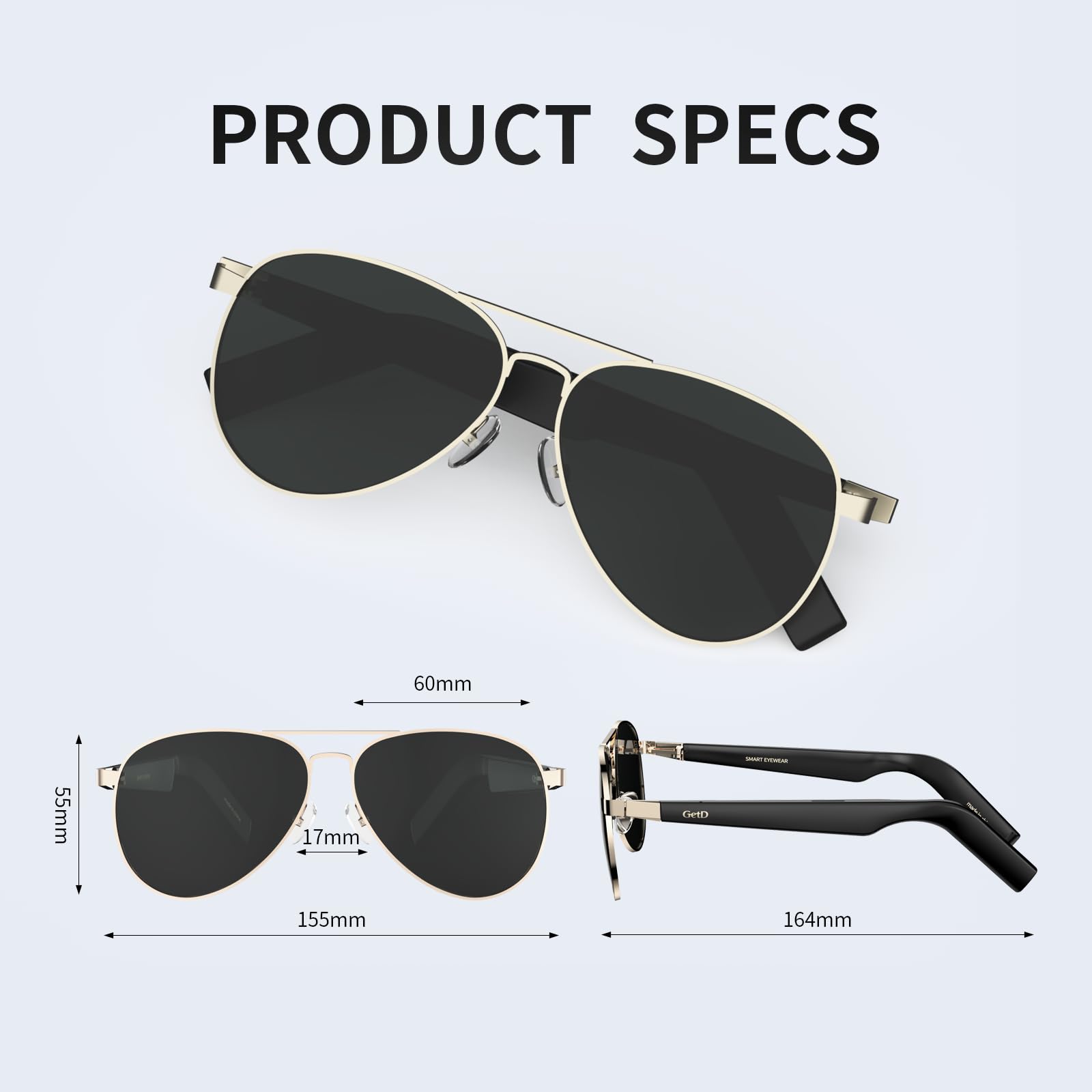 Smart Bluetooth Sunglasses with Polarized Lenses - Wireless Audio Glasses for Men & Women (GD02-C7) - Perfect for Outdoor Activities, Driving, Running & Hands-Free Calling