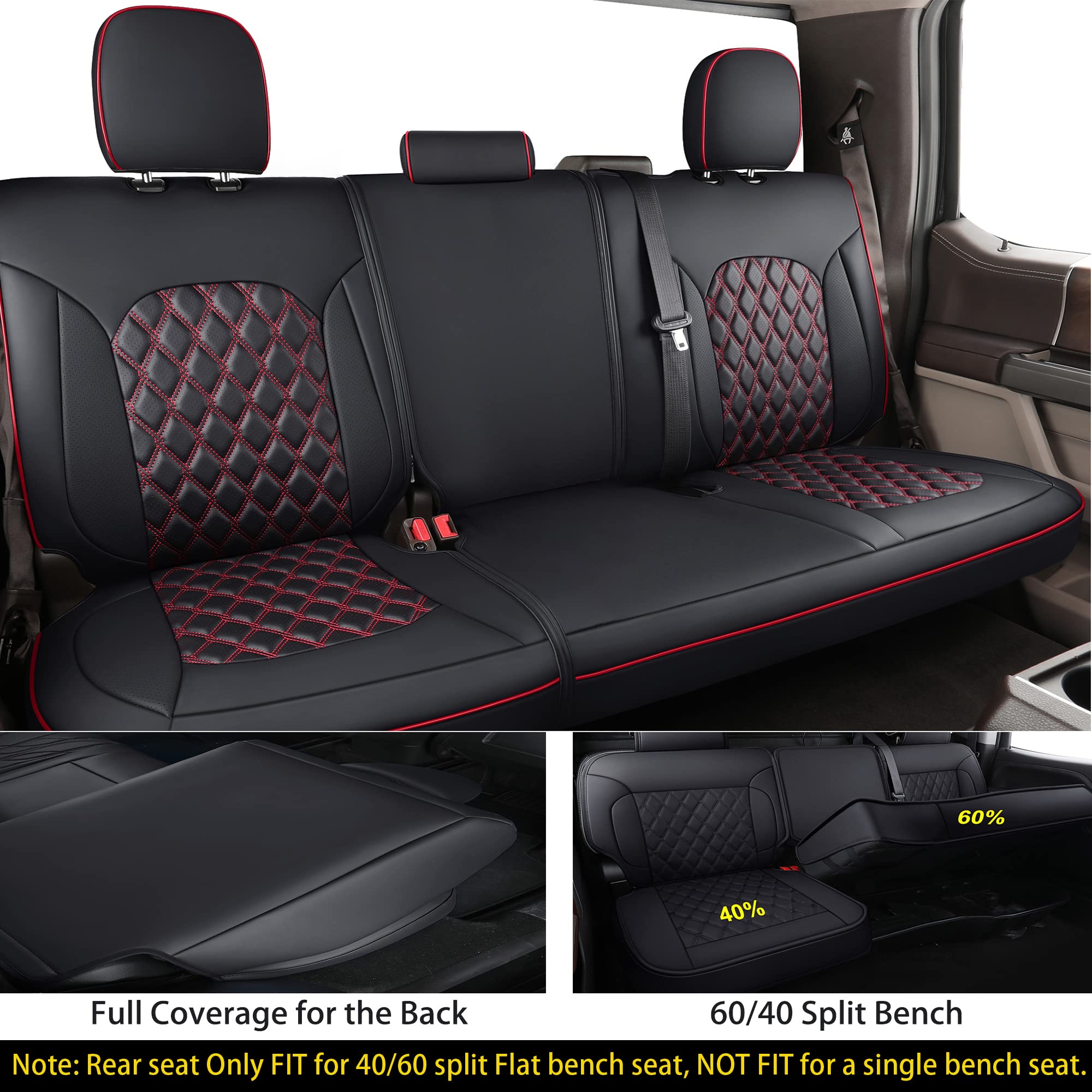 Premium Leather Seat Covers for Jeep Wrangler JL 4-Door 2018-2024 - Custom Fit Full Set with Black & Red Design - Durable Car Seat Protectors for Off-Road & Daily Driving