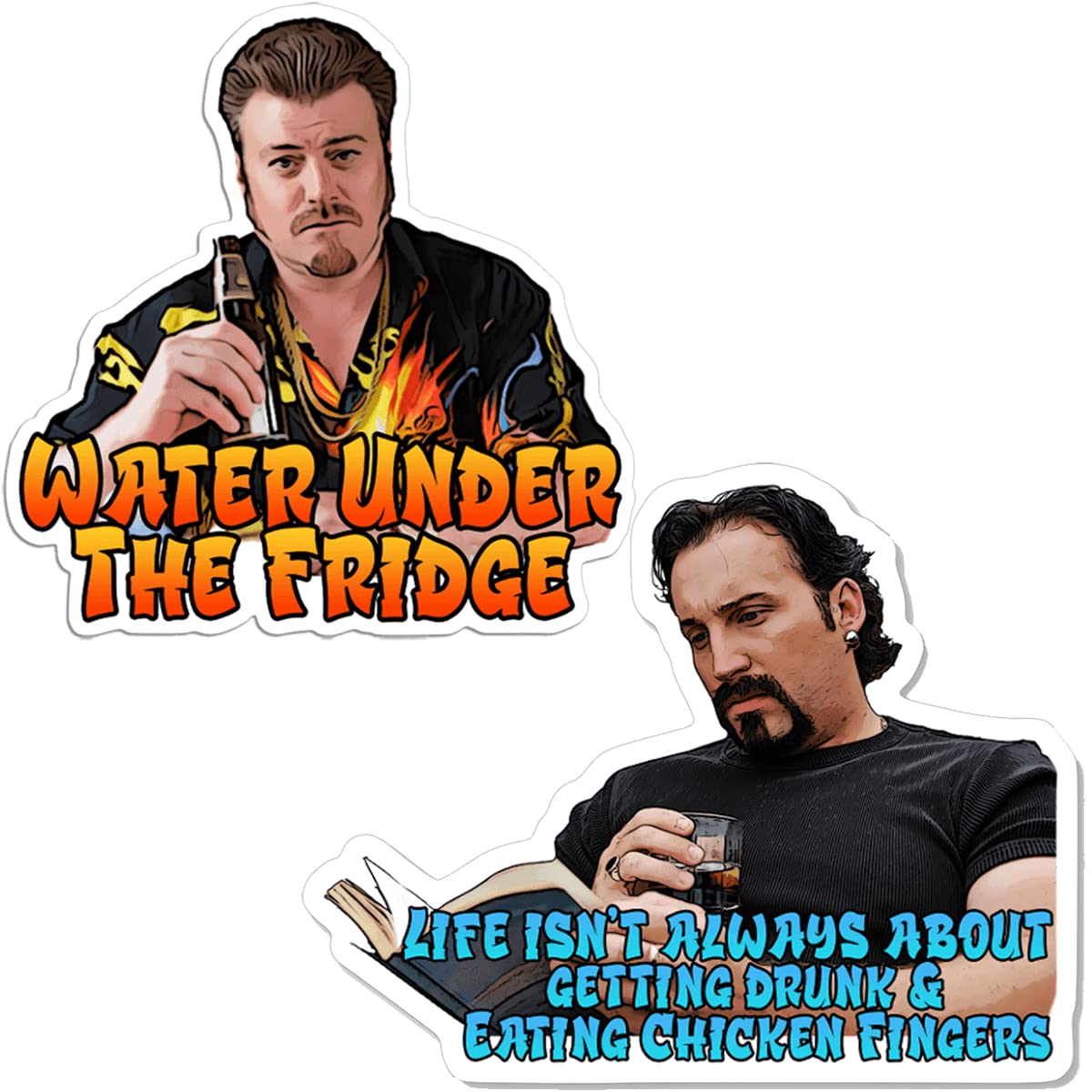 Official Trailer Park Boys Merchandise - Bubbles, Julian & Ricky Stickers (2 Pack) - Funny Vinyl Decals for Laptops, Water Bottles & Car Windows - Perfect for Fans & Collectors