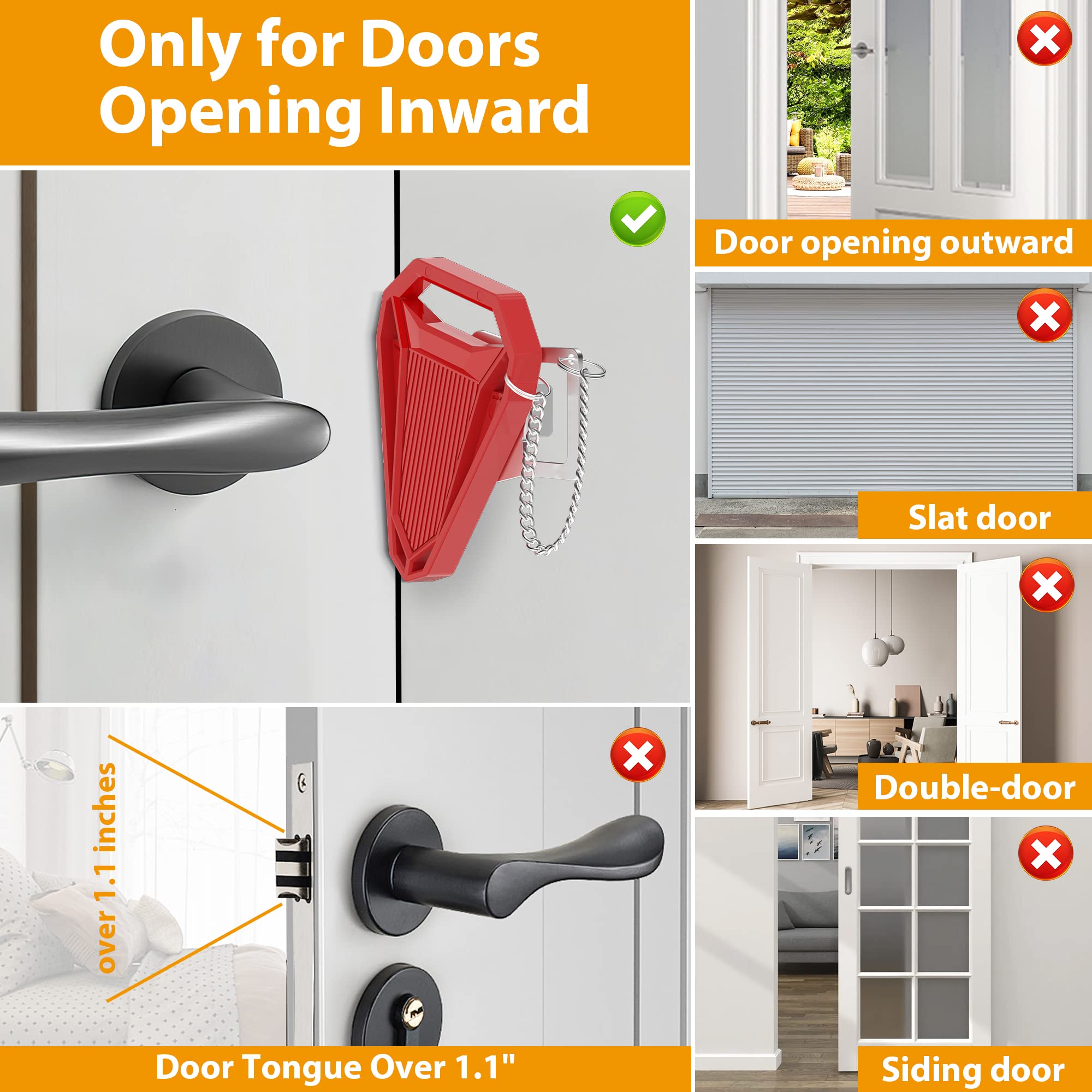 Portable Travel Door Lock - Secure Hotel & Apartment Safety Lock for Women, Extra Home Security Latch from Inside | Perfect for Solo Travelers, First Apartments & Bedroom Safety
