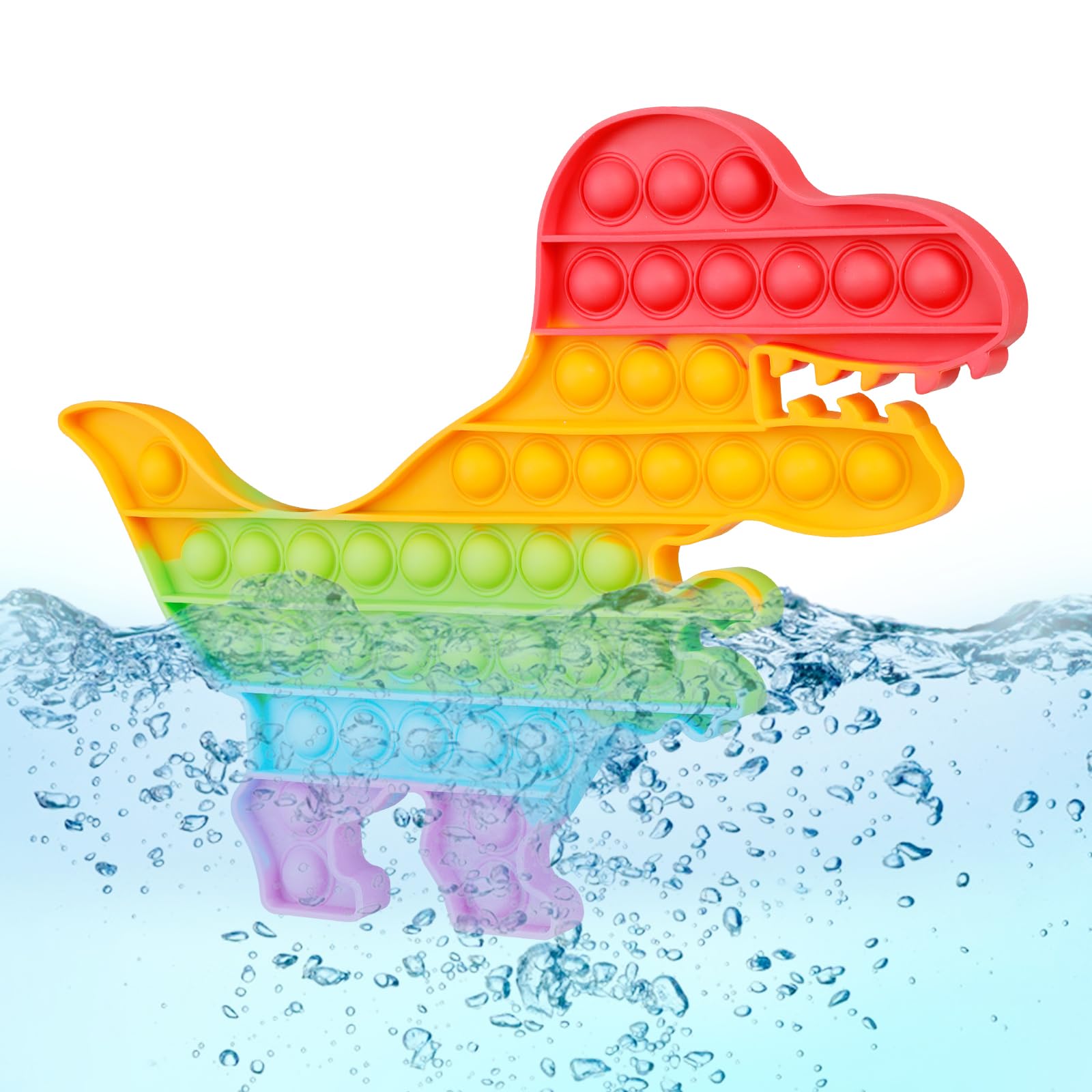Dinosaur Pop Fidget Toys Set - 7 Pack Silicone Rainbow Sensory Stress Relief Toys for Kids & Adults with ADHD, Autism - Squeeze Popper for Anxiety, Focus & Classroom Use