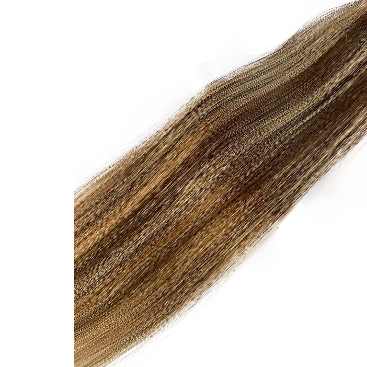 Clip In Remy Human Hair Extensions 20 Inch 7 Pieces 70g Straight Double Weft - Chocolate Brown to Caramel Blonde Highlights (#4P27) | Natural Looking Hair Extensions for Women | Perfect for Parties, Weddings & Everyday Styling