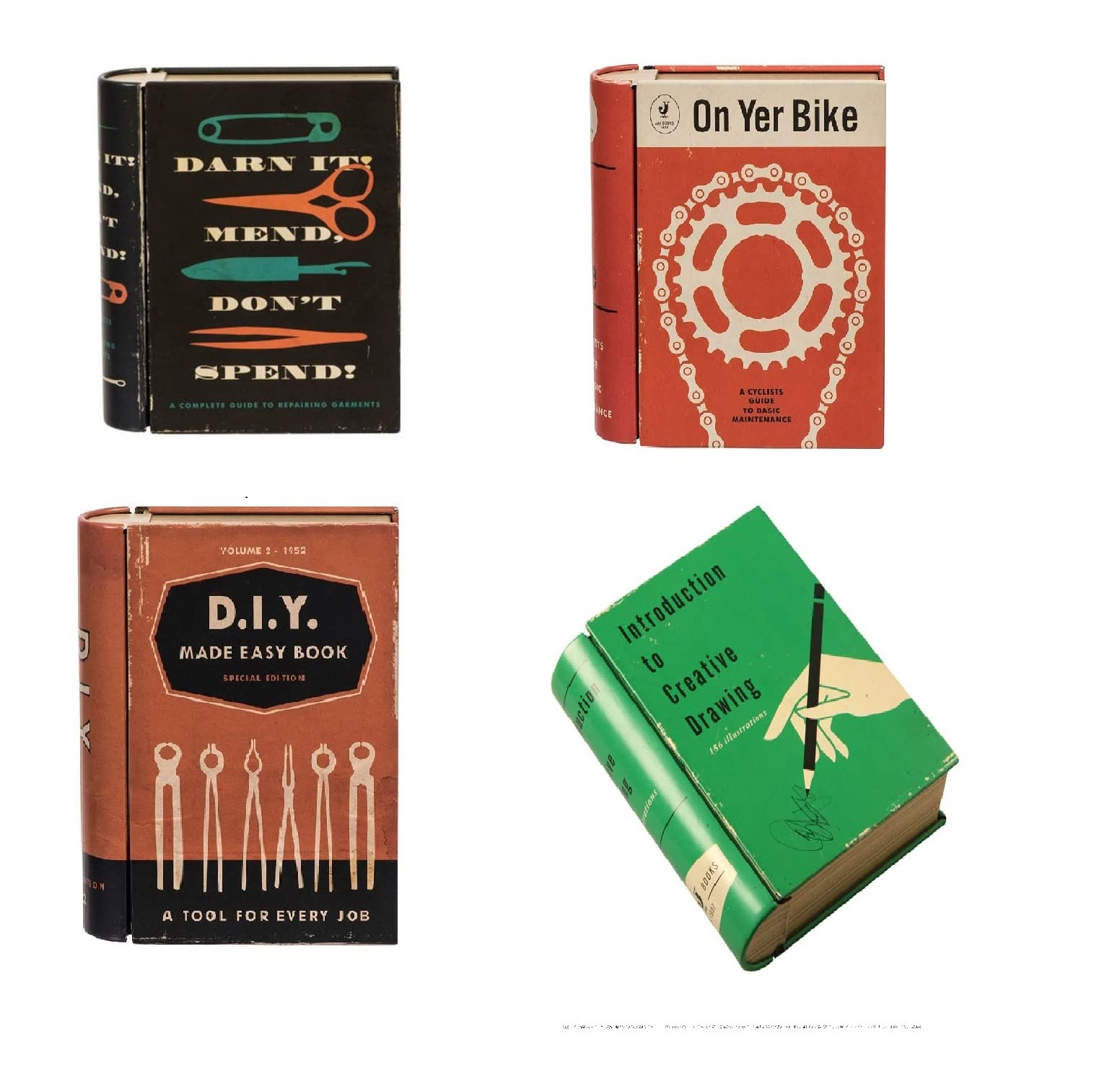 4-Pocket Book Tin Folio Kits - Perfect for Sewing, Drawing, Biking & DIY Tools Storage | Portable Organizer for Crafters, Artists & Cyclists