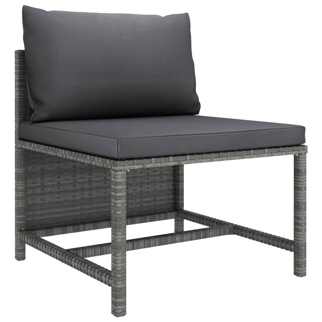 CHARMMA 3-Seater Outdoor Patio Sofa Set with Weather-Resistant Gray Poly Rattan & Comfortable Cushions - Perfect for Garden, Backyard, Poolside or Balcony Relaxation