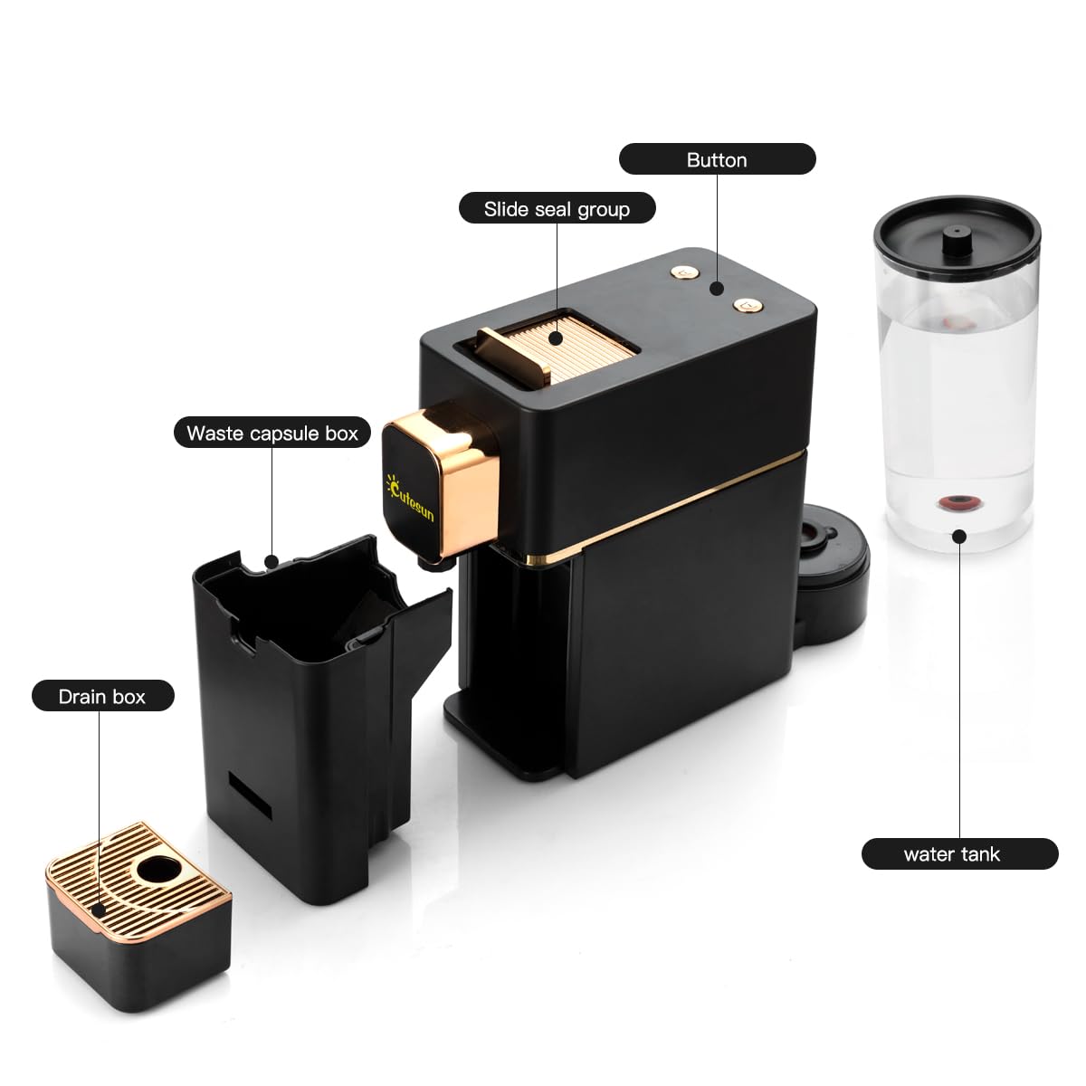 Mini Espresso Coffee Machine for Capsules - Compatible with Nespresso Original, Single Serve Espresso Maker for Bestpresso & Peet's Coffee Pods (Black) - Perfect for Home, Office & Small Spaces