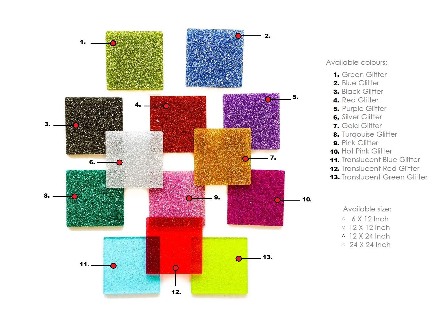 Red Glitter Acrylic Sheet 24x24 Inch - 1/8