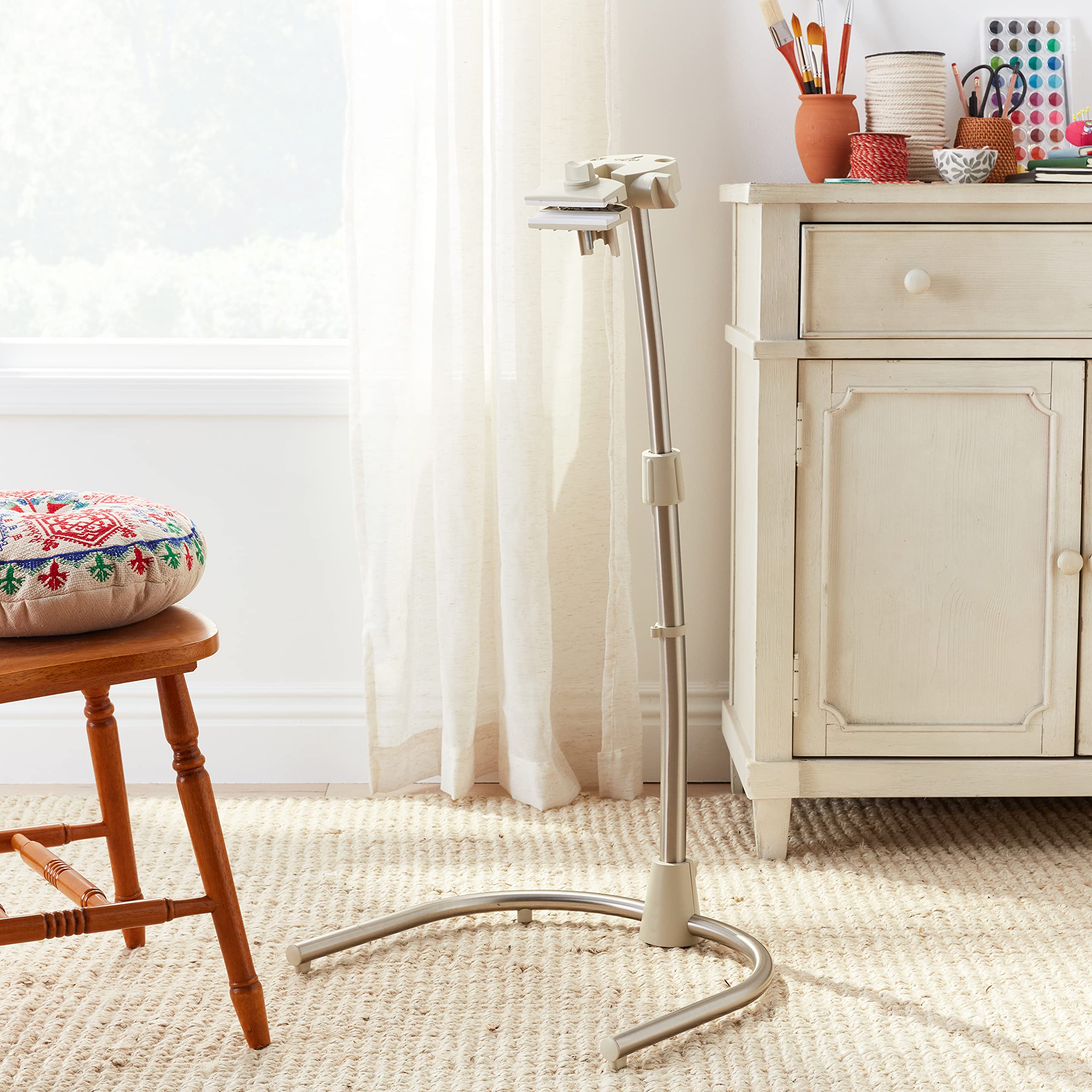 Daylight Company Stitchsmart Stand - Adjustable Embroidery Hoop Stand with 360° Rotation | Hands-Free Cross Stitch & Needlework Holder for Art, Craft & Sewing Projects | Perfect for Embroidery, Quilting & DIY Home Decor (White)