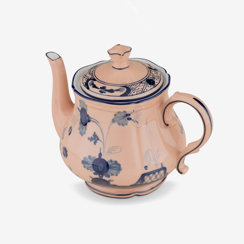 Ginori 1735 Oriente Italiano Porcelain Teapot with Lid - Elegant Floral Design Italian Tea Set for Afternoon Tea & Home Decor